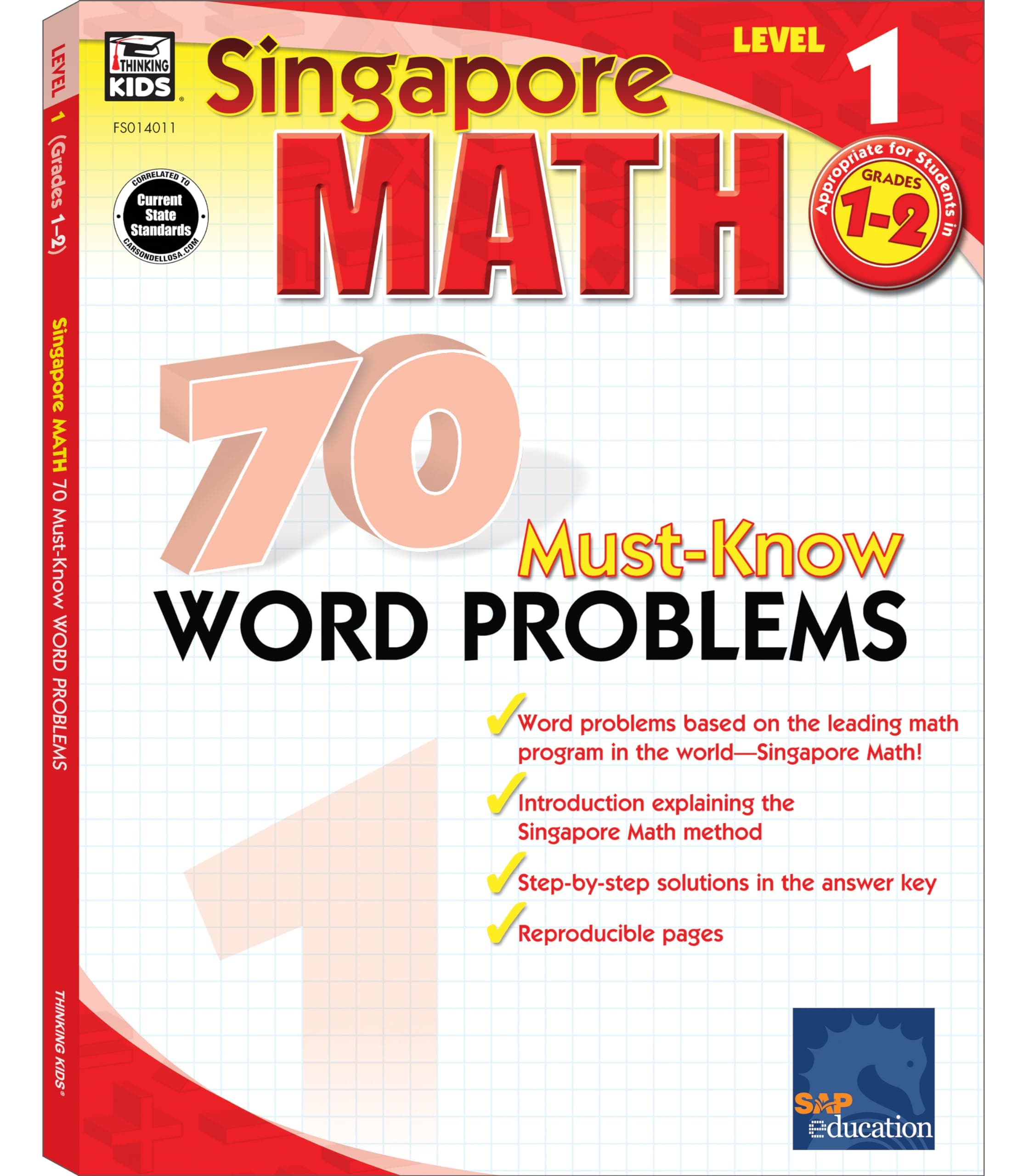 Singapore Math – 70 Must-Know Word Problems Workbook for 1st, 2nd Grade Math, Paperback, Ages 6–8 with Answer Key (Volume 6) Paperback – June 1, 2009