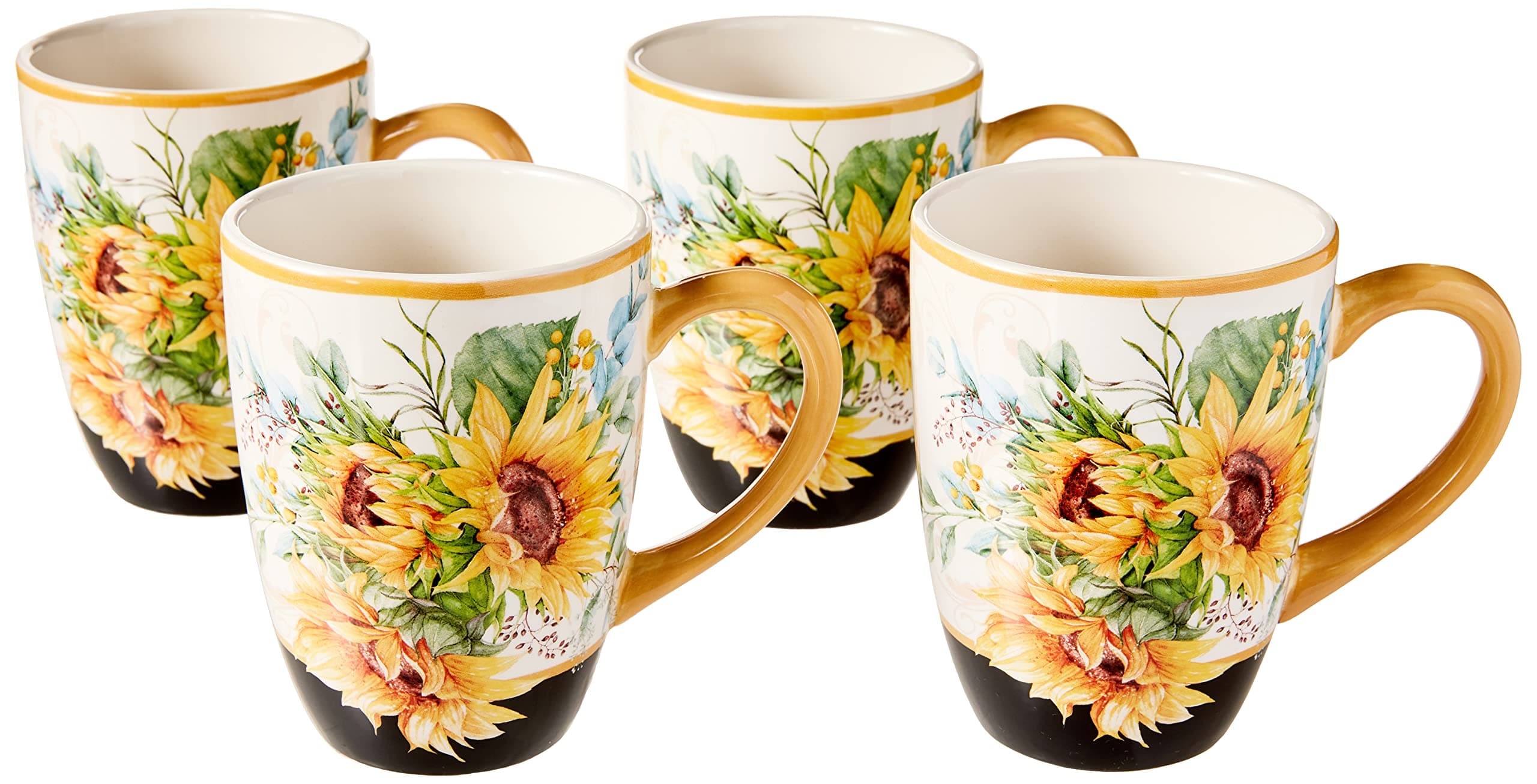 Certified International 28167SET4 Sunflower Fields 18 oz. Mugs, Set of 4, Multi Colored