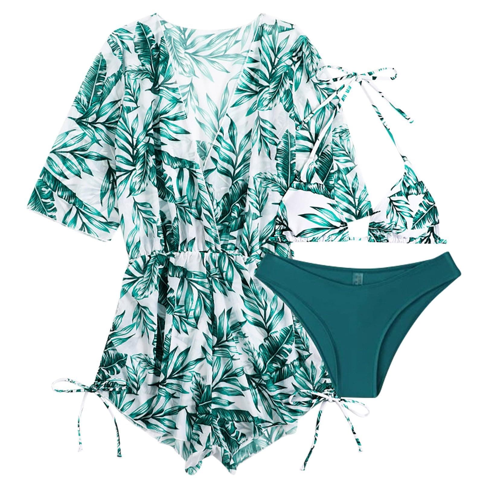 Sexy Ruffled Swimsuit Three-Piece High Lace-Up Waist Women's Printed Swimwears Womens 1 Piece Swimsuits Plus Size