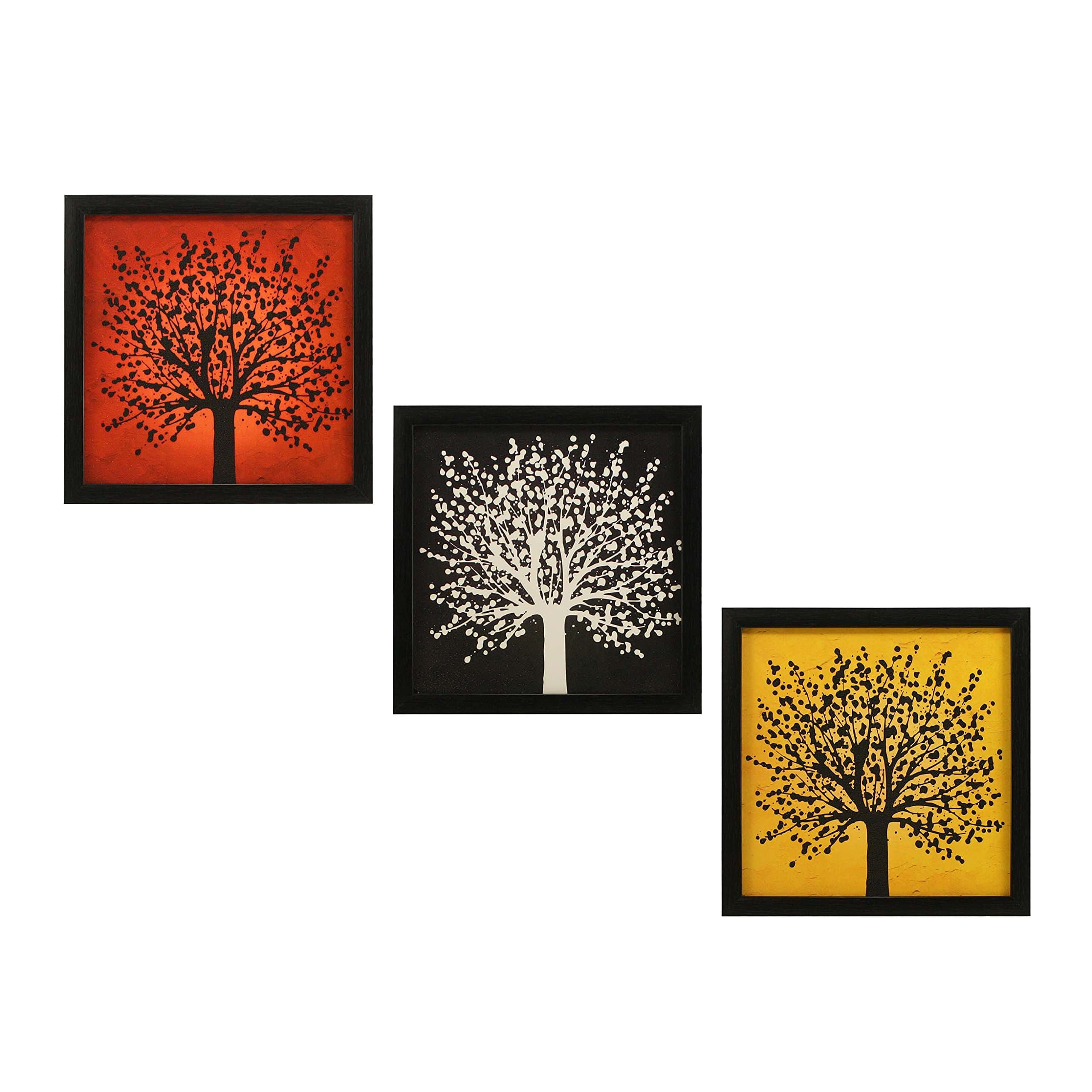 Indianara 3 Piece Set of Framed Wall Hanging Decor Modern Art(1066) Prints 8.7 Inch X 8.7 Inch Without Glass-Multicolour