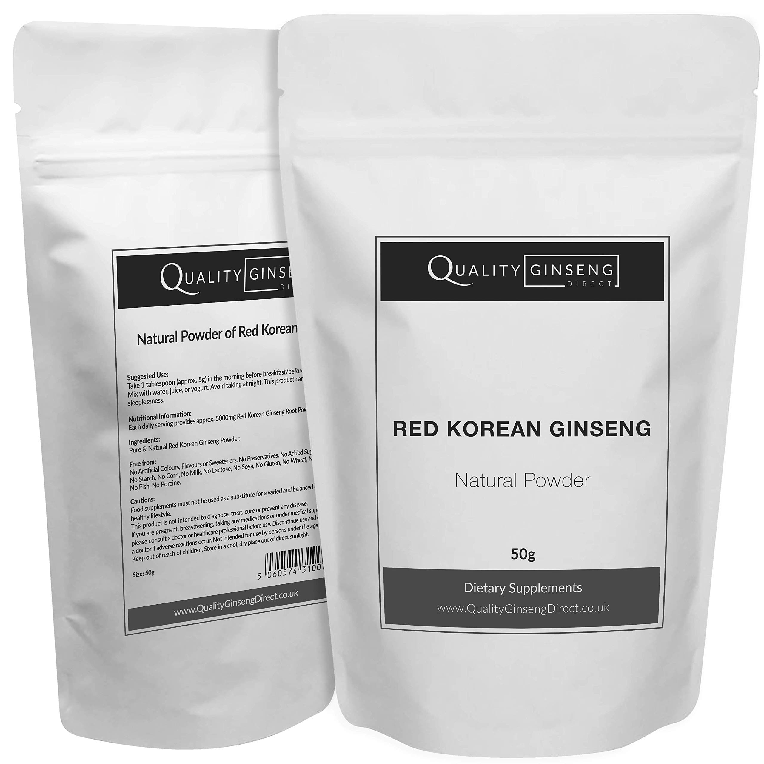 RED Korean Ginseng Powder - Pure & Natural - Red Panax - Choose Pack Size (50g)