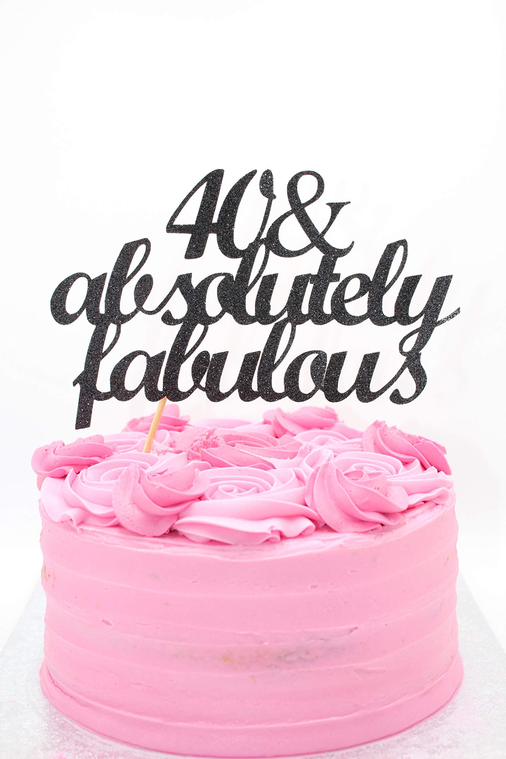 40 & fabulous Black Glitter Card Cake Topper, Cake decorations