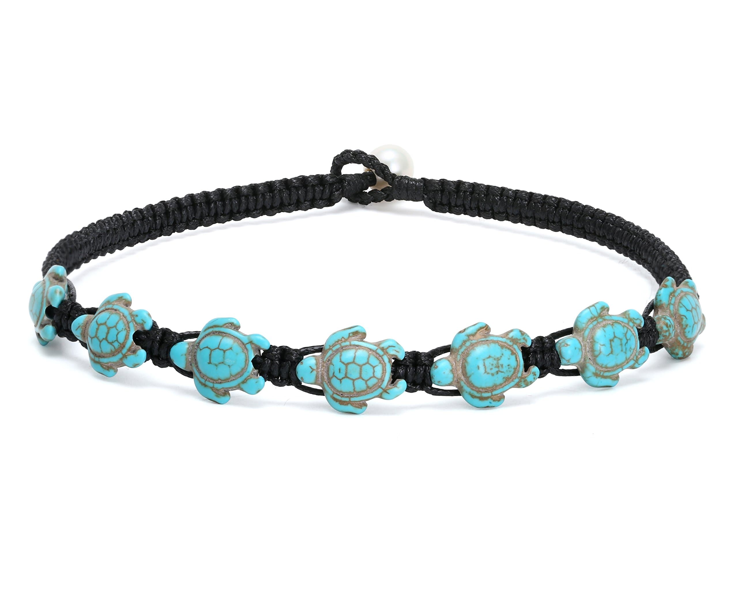 Turtle choker necklace with Freshwater Pearl in Turquoise Choker Sea Turtle necklace handmade Jewelry