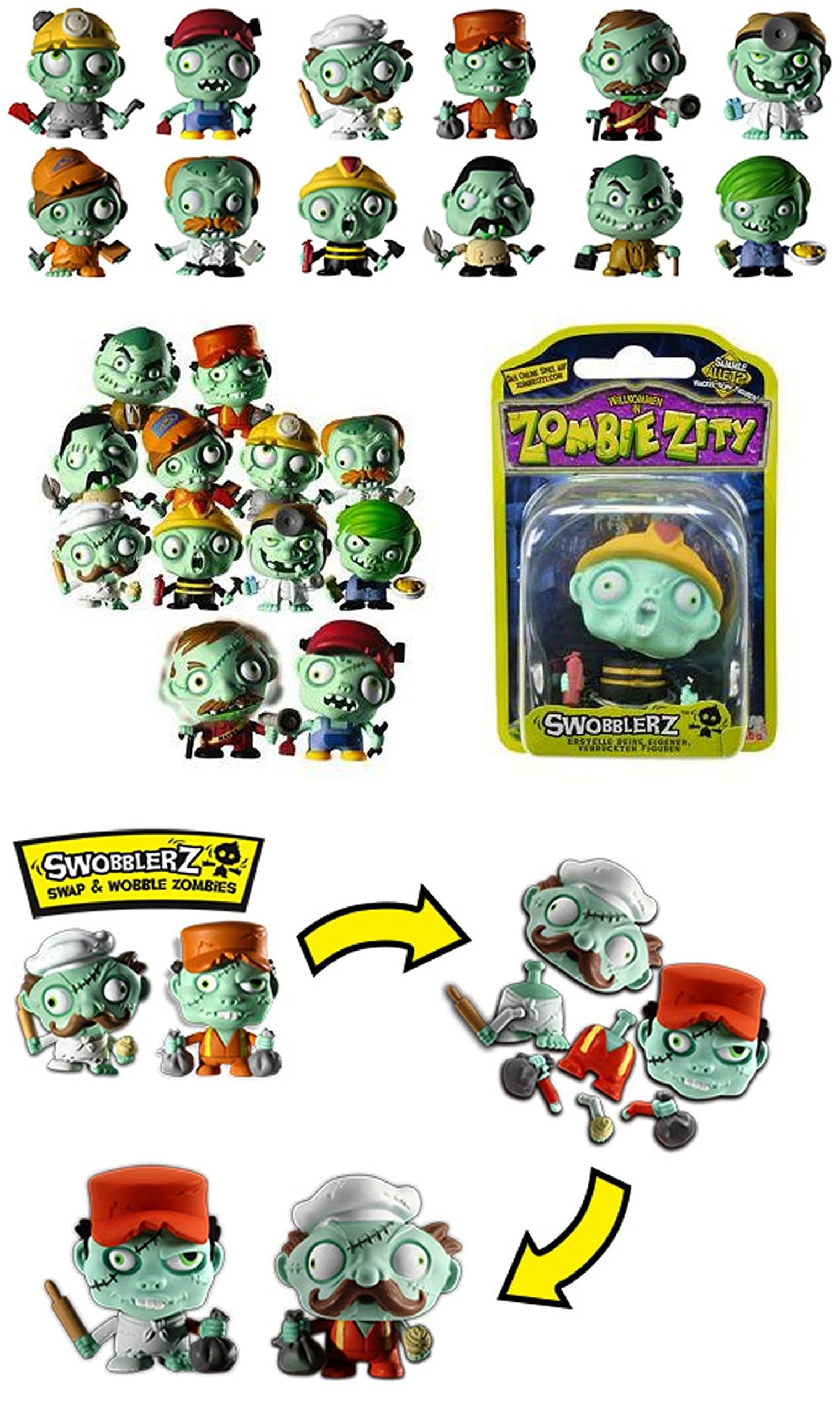 Zombie Zity Swobblerz Swap & Wobble Zombie figures (Full Collection of 12)