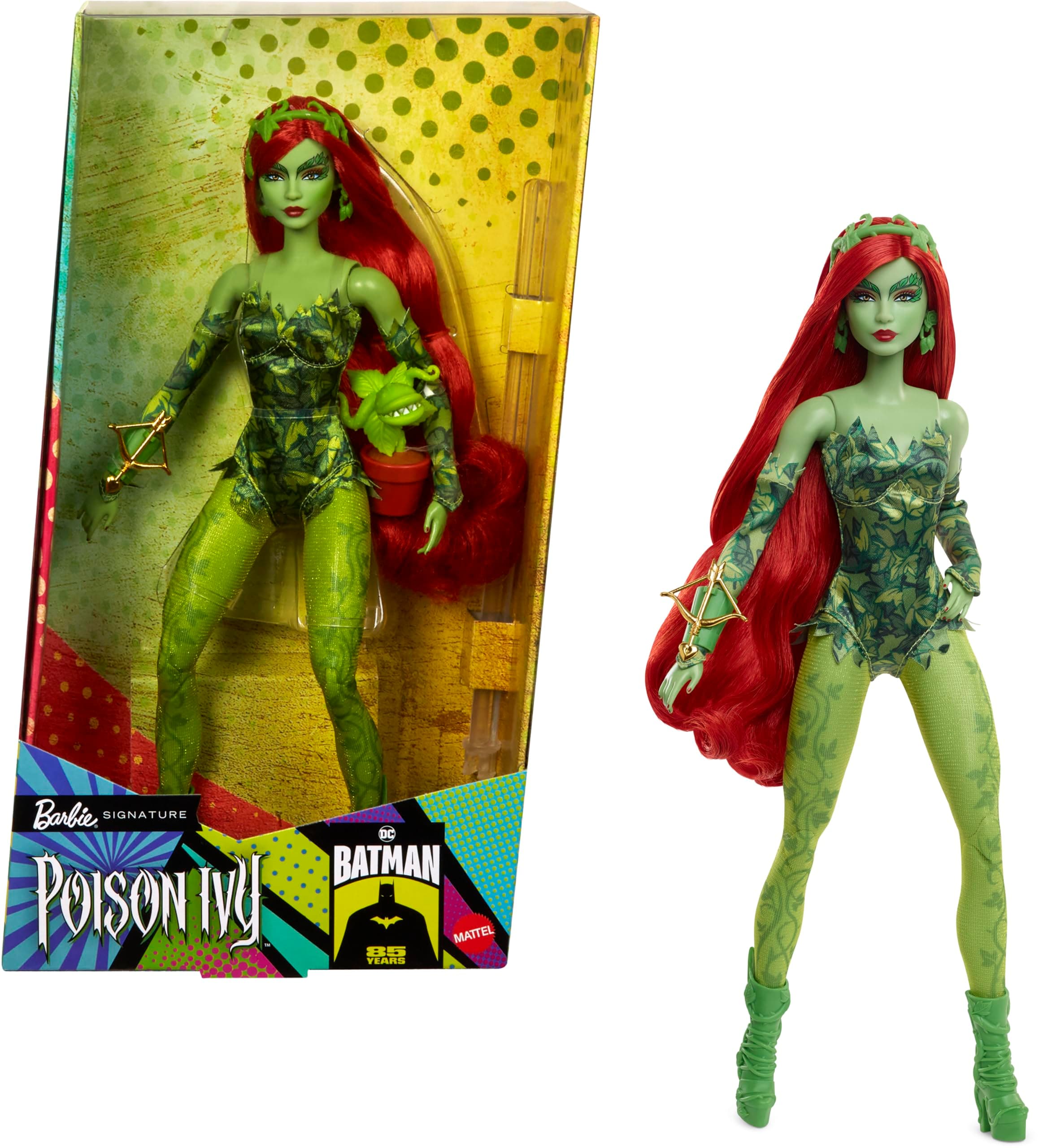 Poison Ivy Collector Signature Doll with Posable Body, Iconic Outfit, & Accessories, DC Batman 85th Anniversary Collectible, HRM51