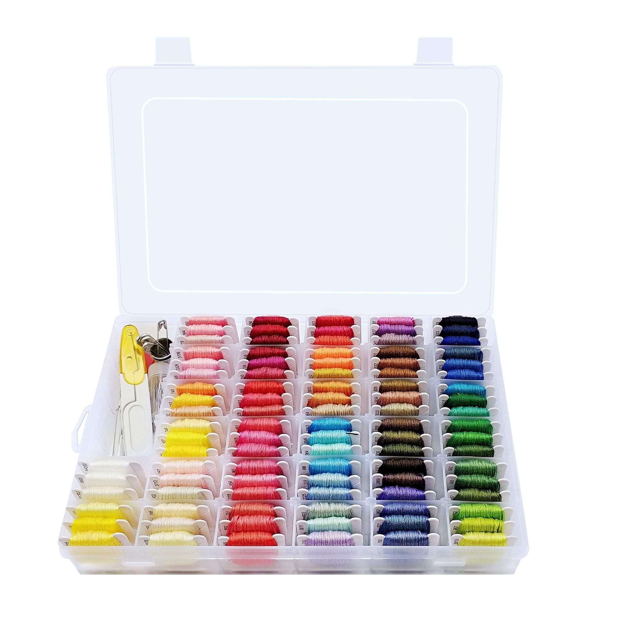 Embroidery Floss Cross Stitch Threads,104 Colors Friendship Bracelets Floss with Organizer Storage Box Embroidery Thread Bracelet String Embroidery Kit 43 Pcs Cross Stitch Tools
