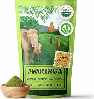 NaturaleBio Moringa Organic Powder – Premium Quality – 1lb. Bio, Natural, and Pure. Moringa Powder Organic from Oleifera Plant for Tiredness, Immune System, Muscle Function, Fatigue