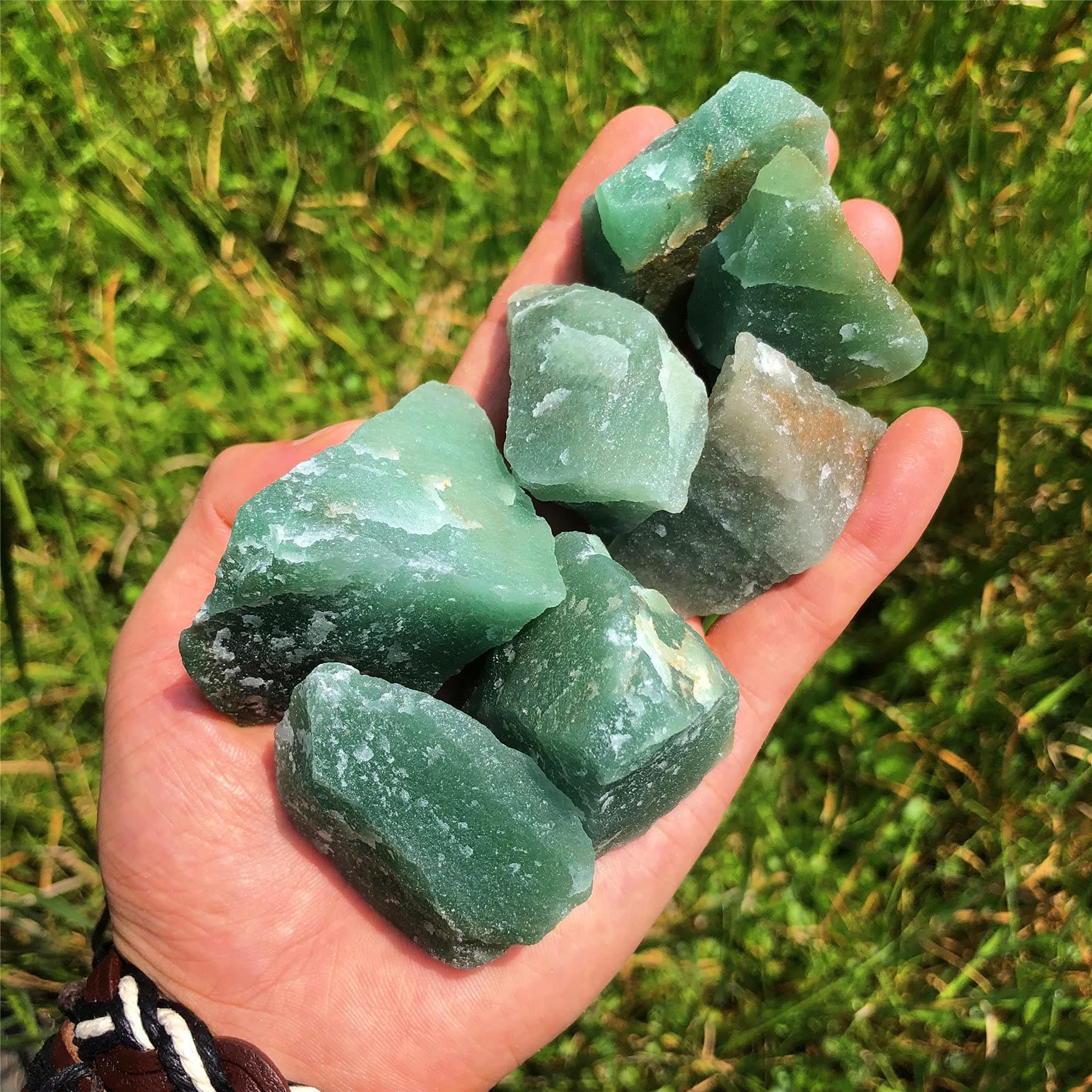 Zenkeeper 1Lb Green Aventurine Raw Stones for Tumbling, Polishing, Rough Green Aventurine Crystals Bulk Rough Gemstone for Jewelry Making, Healing, Meditation, Reiki