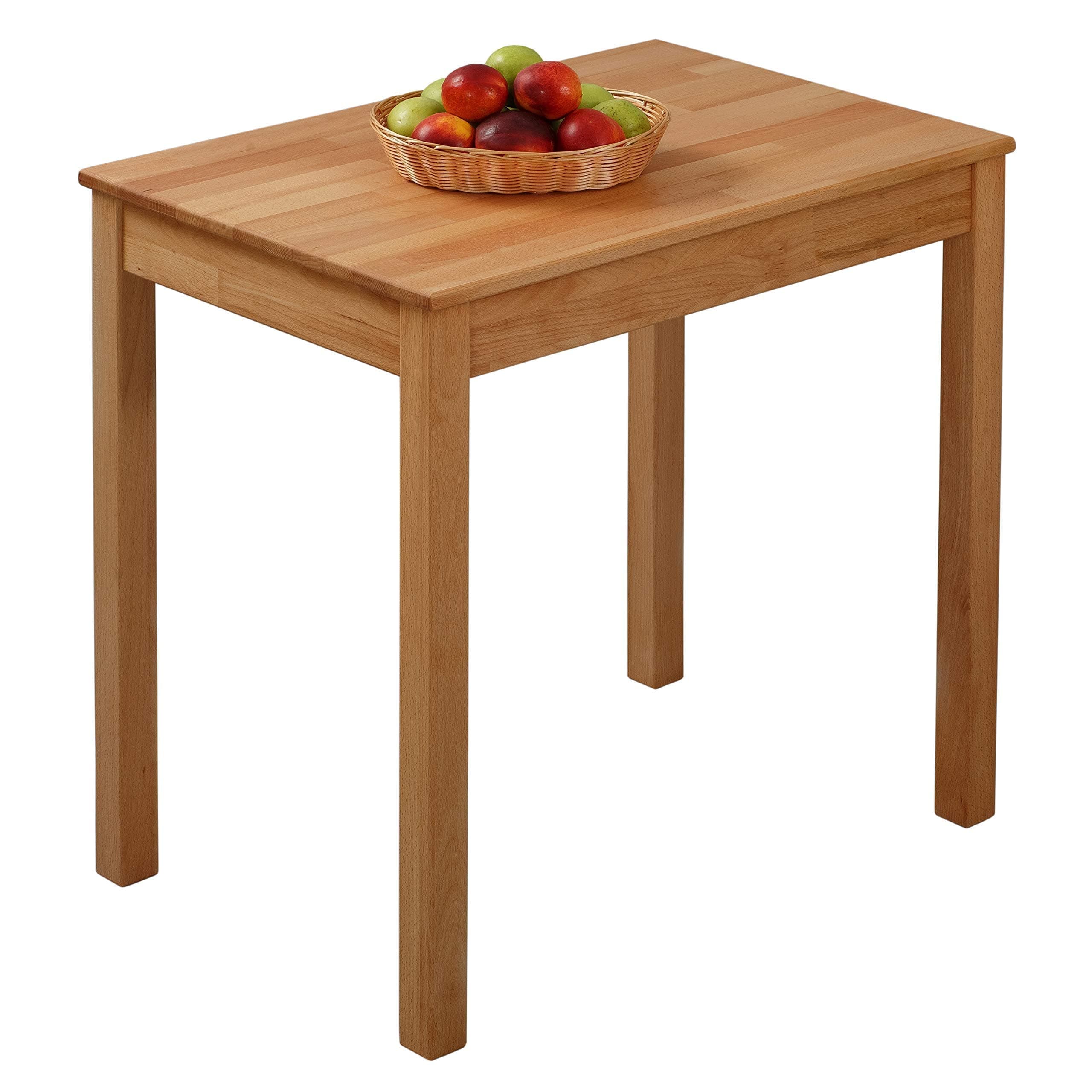 KROKWOOD Solid Wood Table Tomas - Sturdy and Stable Wooden Dining Table - Mounting Hardware Included (Beech, 70x50x75 cm)