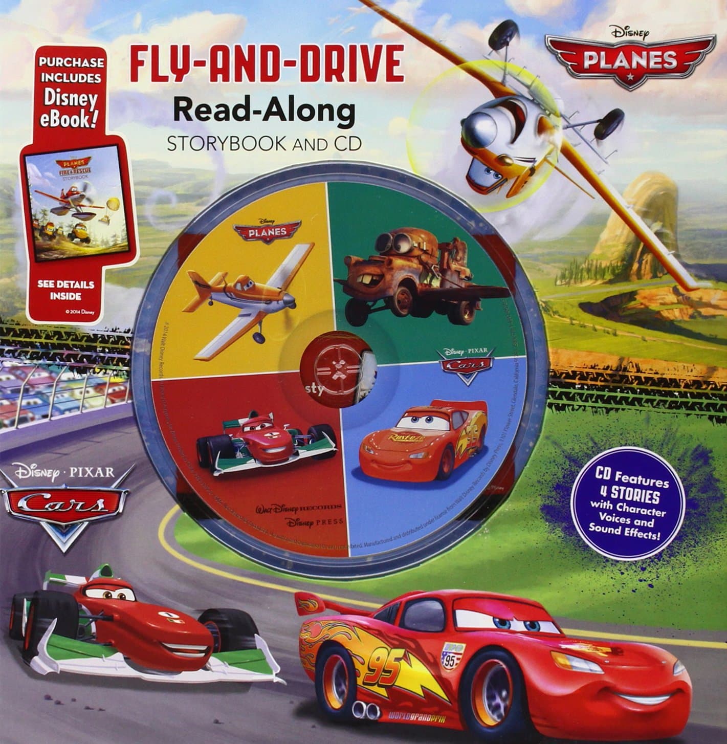 Cars / Planes Fly-and-Drive Read-Along Storybook and CD: Purchase Includes Disney eBook! | CD Features 4 Stories with Character Voices and Sound Effects!