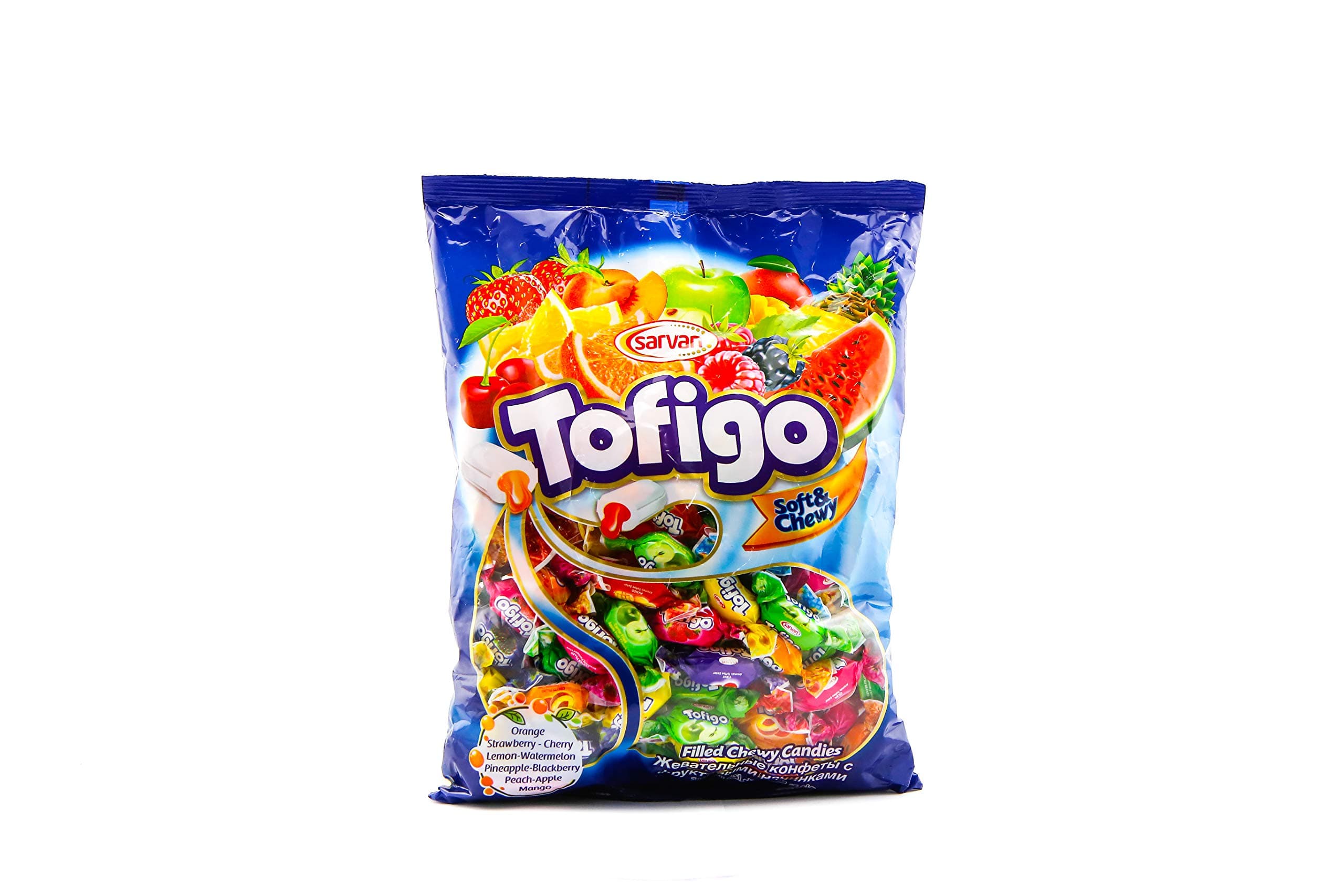 Sarvan Tofigo Assorted Fruit Filled Toffee Bag, Soft and Chewy, Multiple fruit flavor 800GR