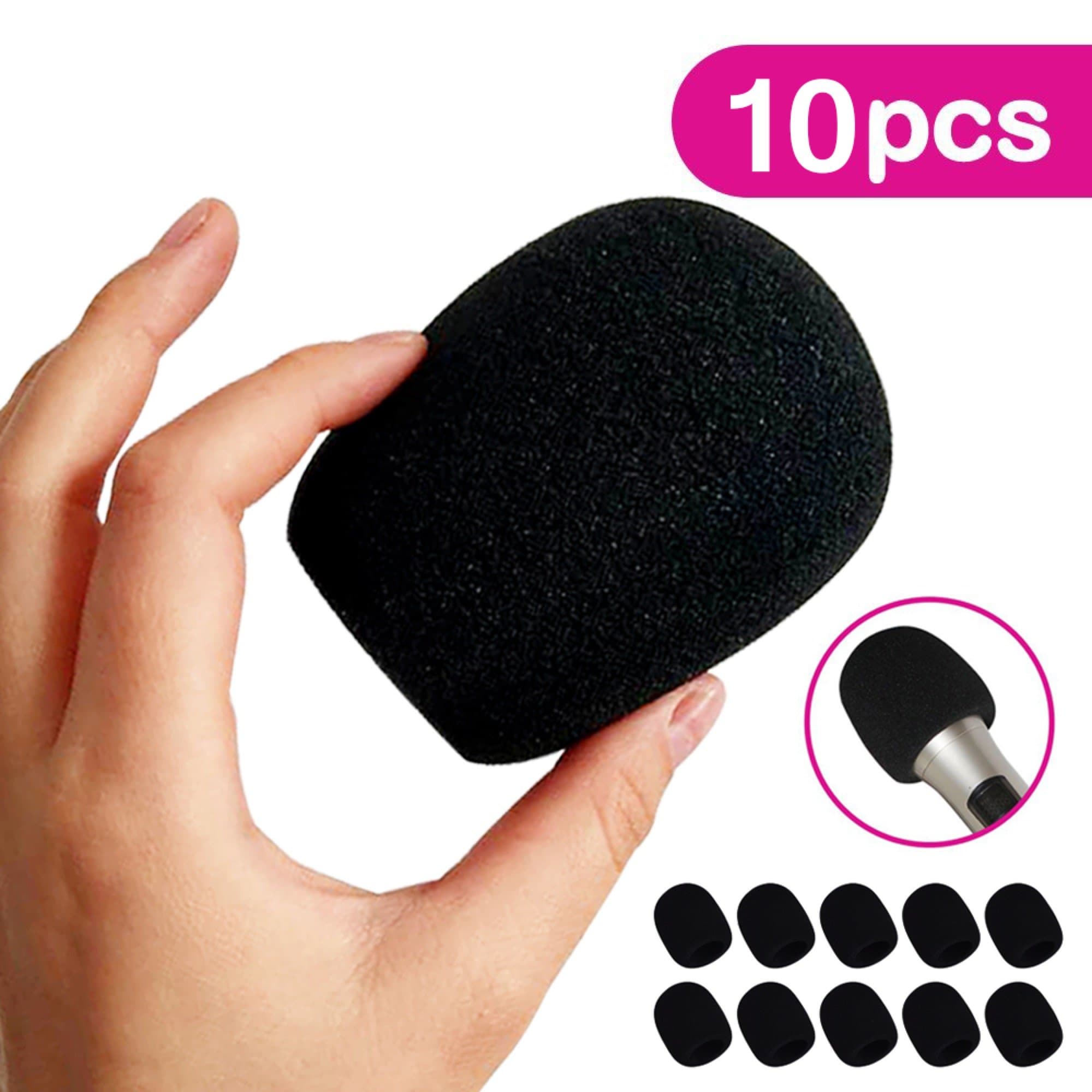 HuLuBB 10pcs Large Foam Mic Windscreen Handheld for Blue Yeti MXL Audio Technica Pro Condenser Microphone (Black)