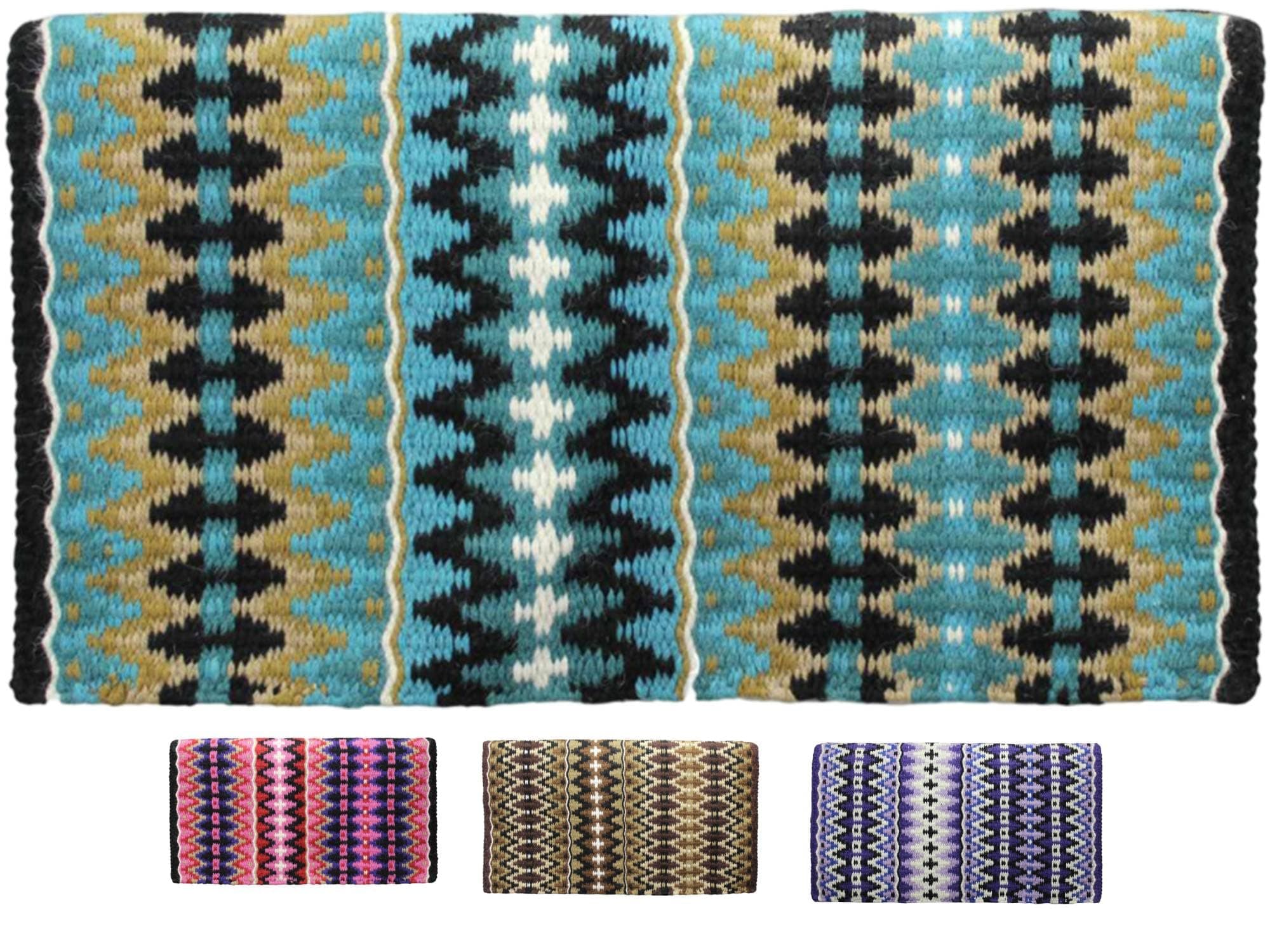 Tahoe Tack Reya Western Show Saddle Blanket – Handwoven 100% New Zealand Wool, Oversized 34" x 38", Heavyweight 5+ lbs, Vibrant Design, Ideal for Layering at Shows, Parades & Rodeos