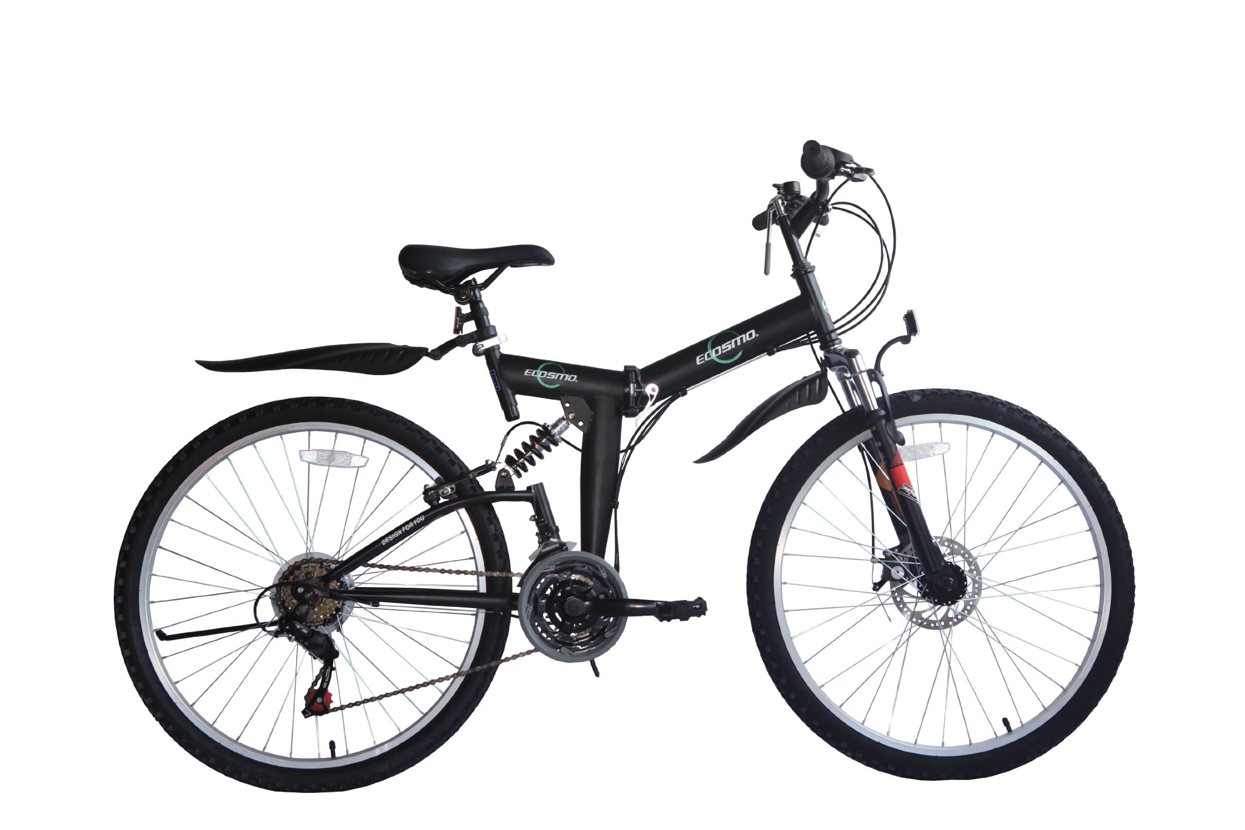 ECOSMO 26" Folding Mountain Bicycle Bike 21SP, Full Suspension, Front Disc-26SF02BL+Carry Bag