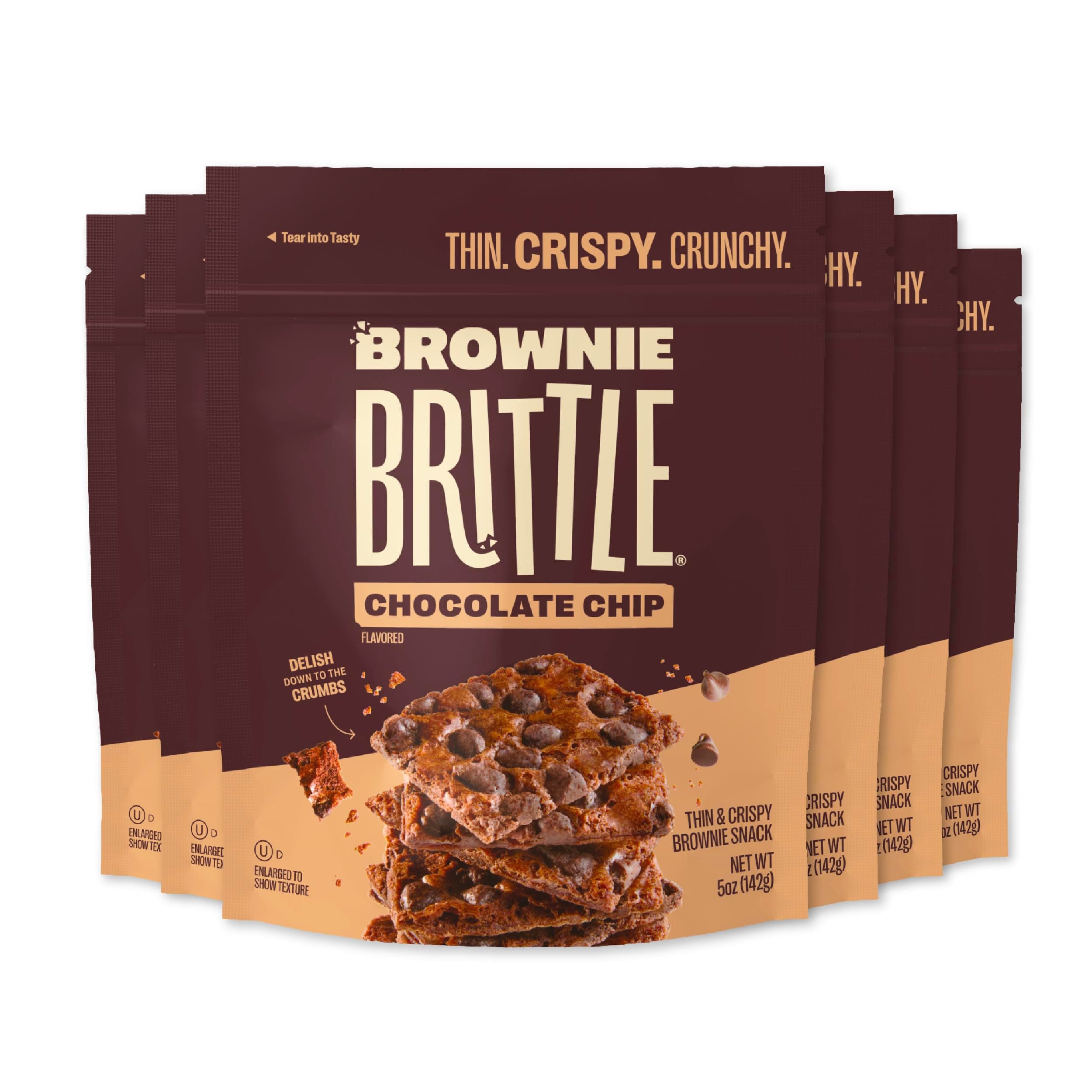 Brownie Brittle Sheila G's – Original Chocolate Chip Thin and Crispy Sweet Snacks (Pack of 6, 5 oz), Rich Gourmet Bites Dessert