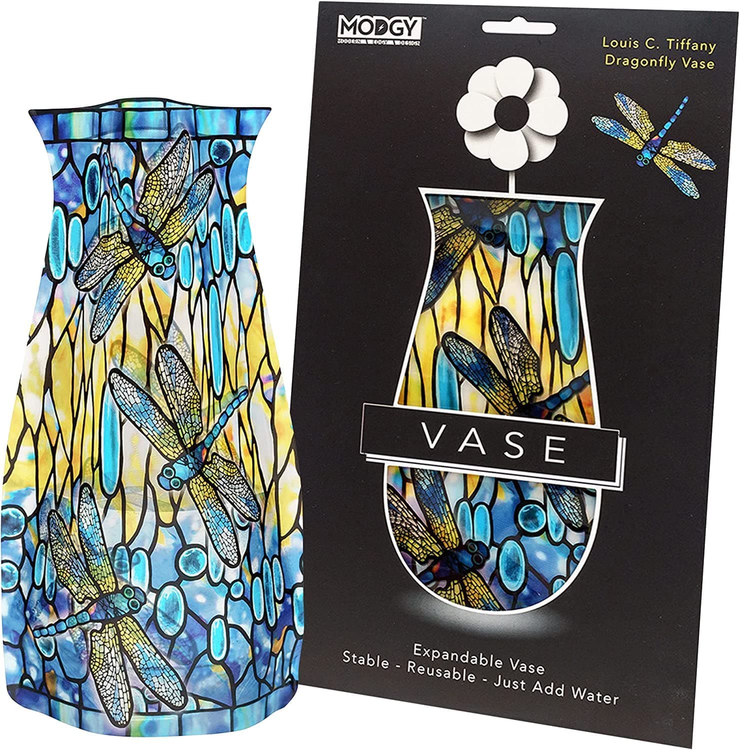 MODGY Collapsible and Expandable Plastic Vase (Tiffany - Dragonfly)
