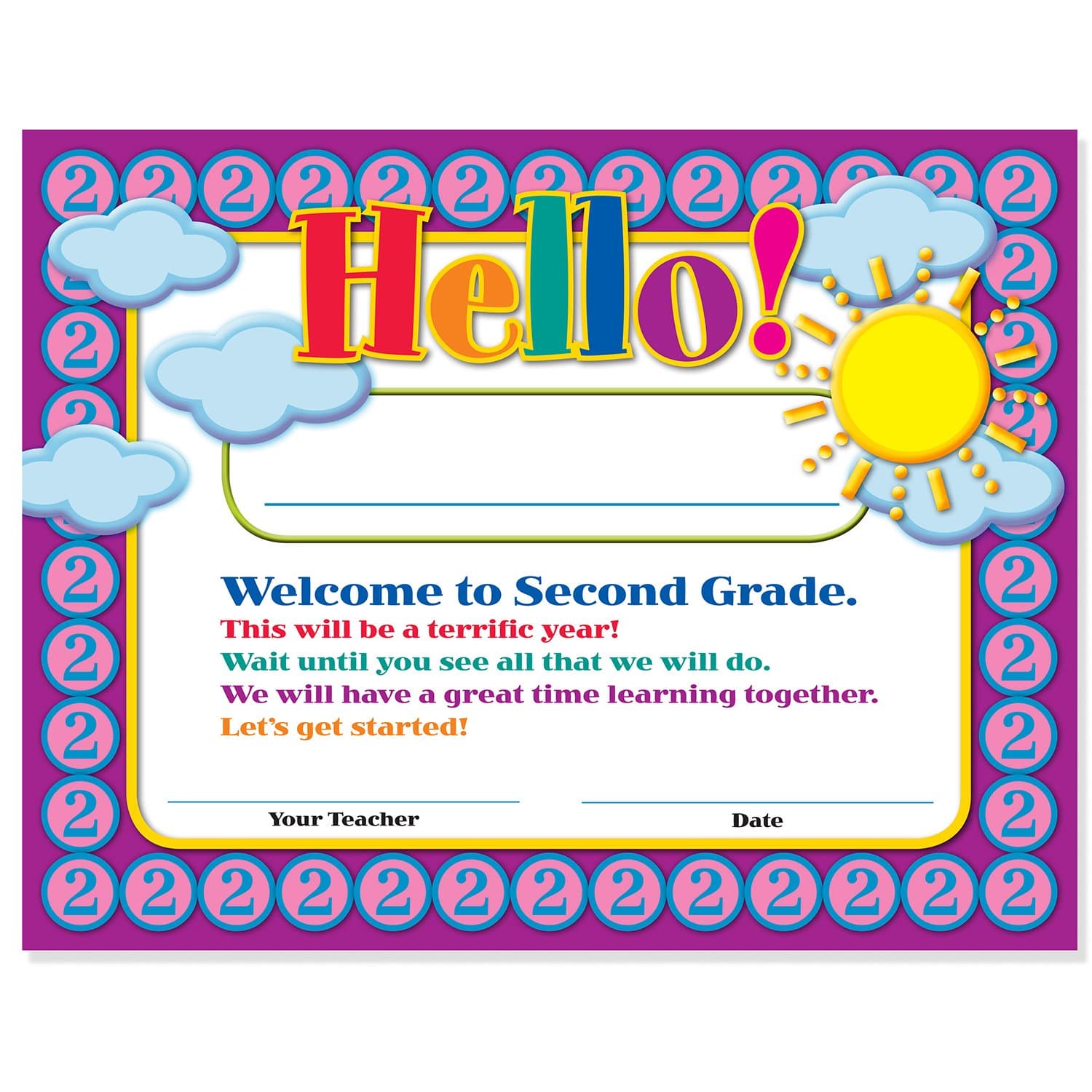 Welcome to Second Grade Certificates 50 Pack | Elementary School Classroom Supplies for Teachers | by Teacher Peach