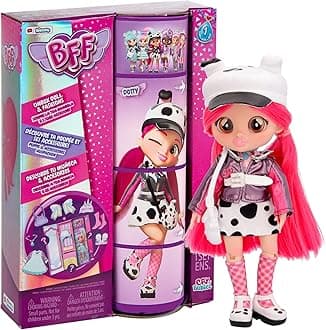 Cry Babies BFF Dotty Fashion Doll with 9+ Surprises Including Outfit and Accessories for Fashion Toy, Girls and Boys Ages 4 and Up, 7.8 Inch Doll