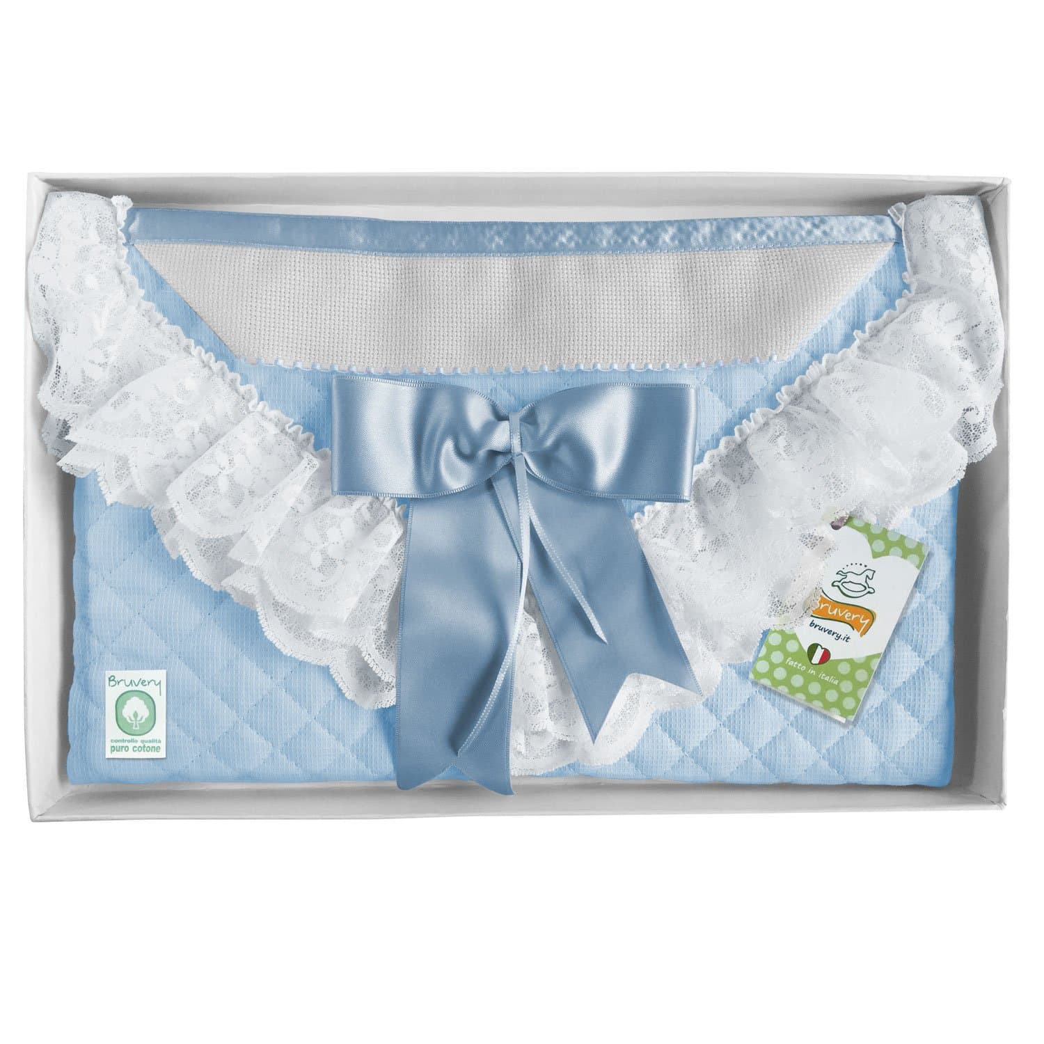 First Change Bag for the First Change Of Baby To Birth With Aida Cloth Strip For Embroidery The Name - Handmade in Italy