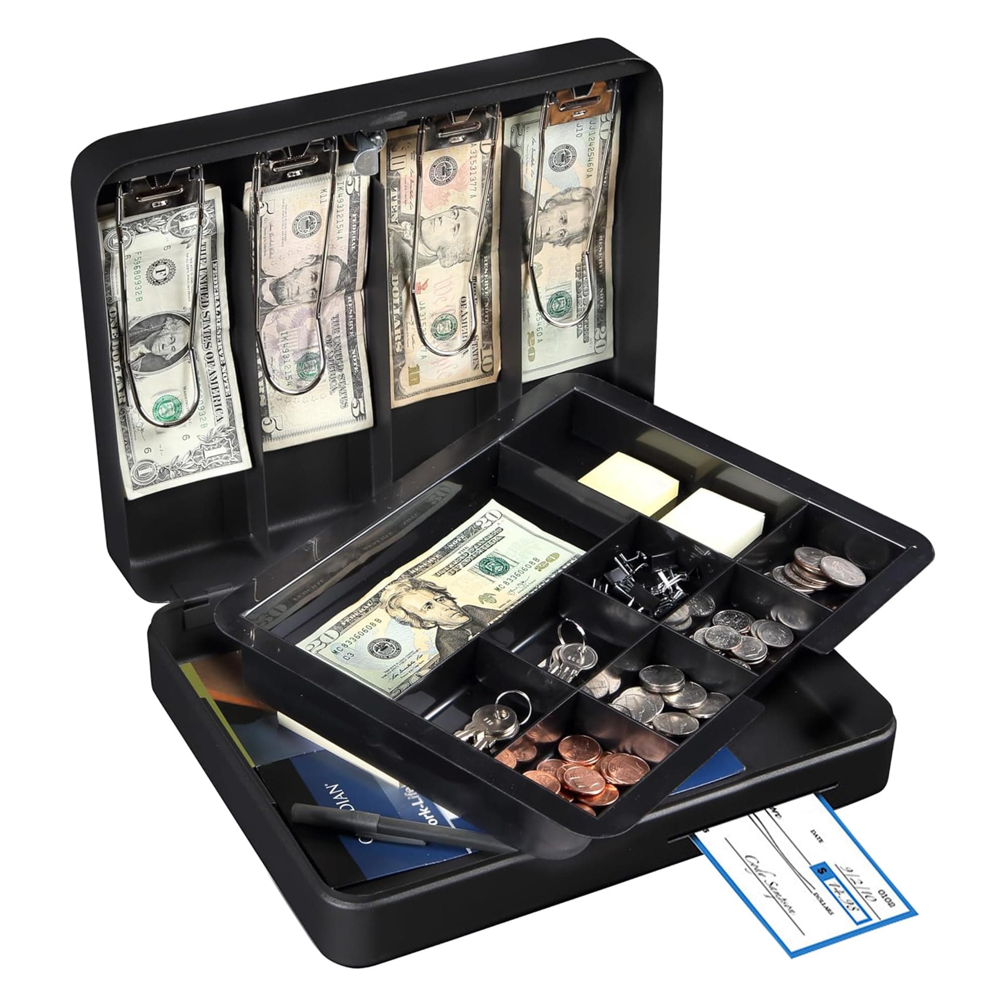 Honeywell Safes & Door Locks - 6113 Deluxe Key Lock Cash Box, 0.23-Cubic Feet, Black