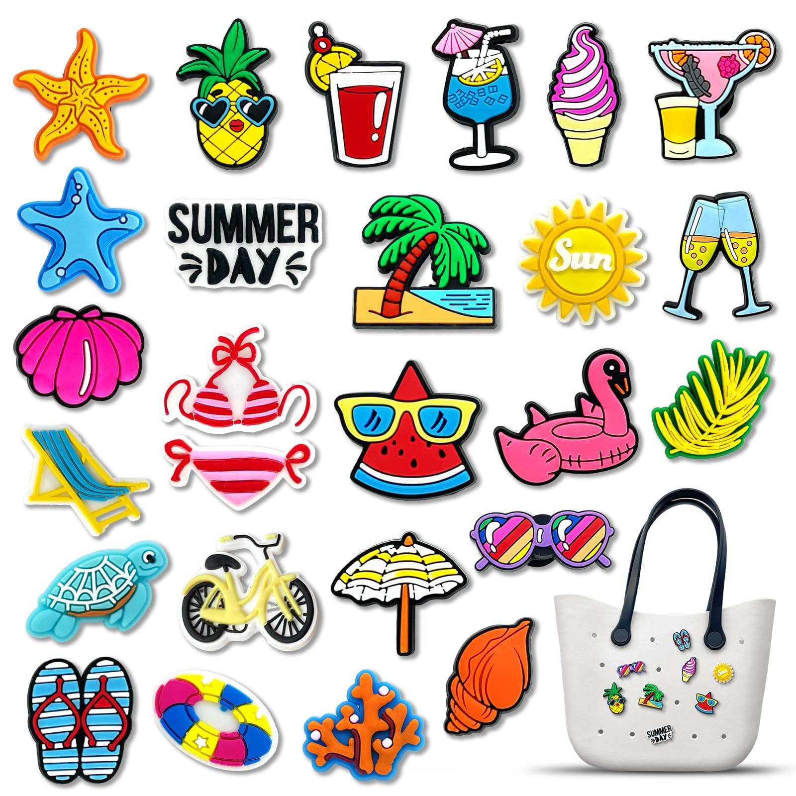 GaretheoraCharms for Bogg Bag Bag Beach Tote Bag Rubber Beach Bag, Decoration Charms for Girls Women Bag Accessories