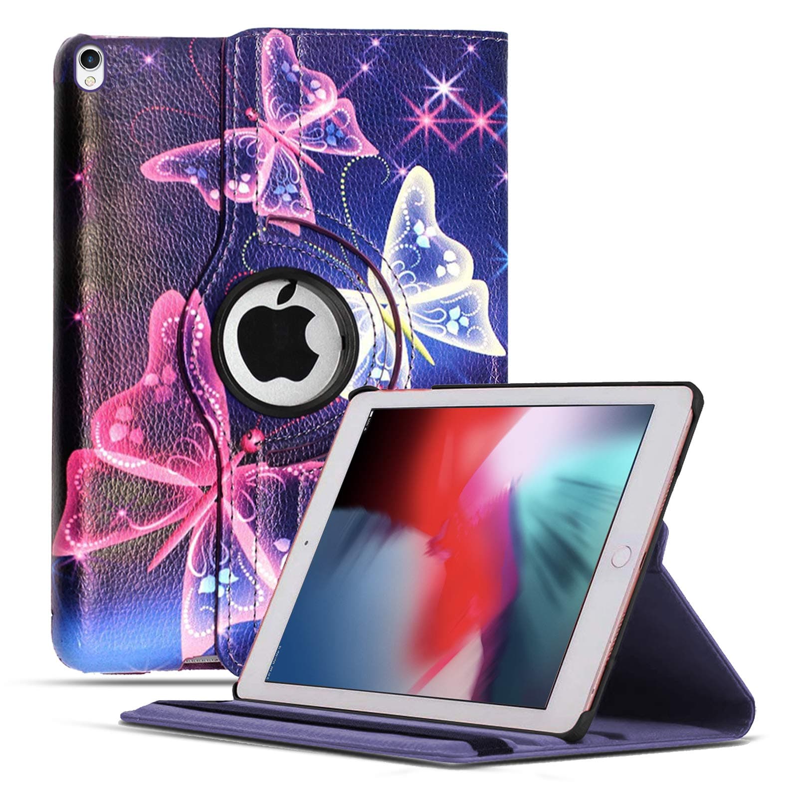 Case For iPad Air 3 2019, Premium Leather Folio Flip Case Cover, 360 Rotating Stand Smart Cover with Auto Sleep/Wake for Apple iPad Air 2019 / iPad Pro (10.5 inch) 2017 (Butterfly Blue)
