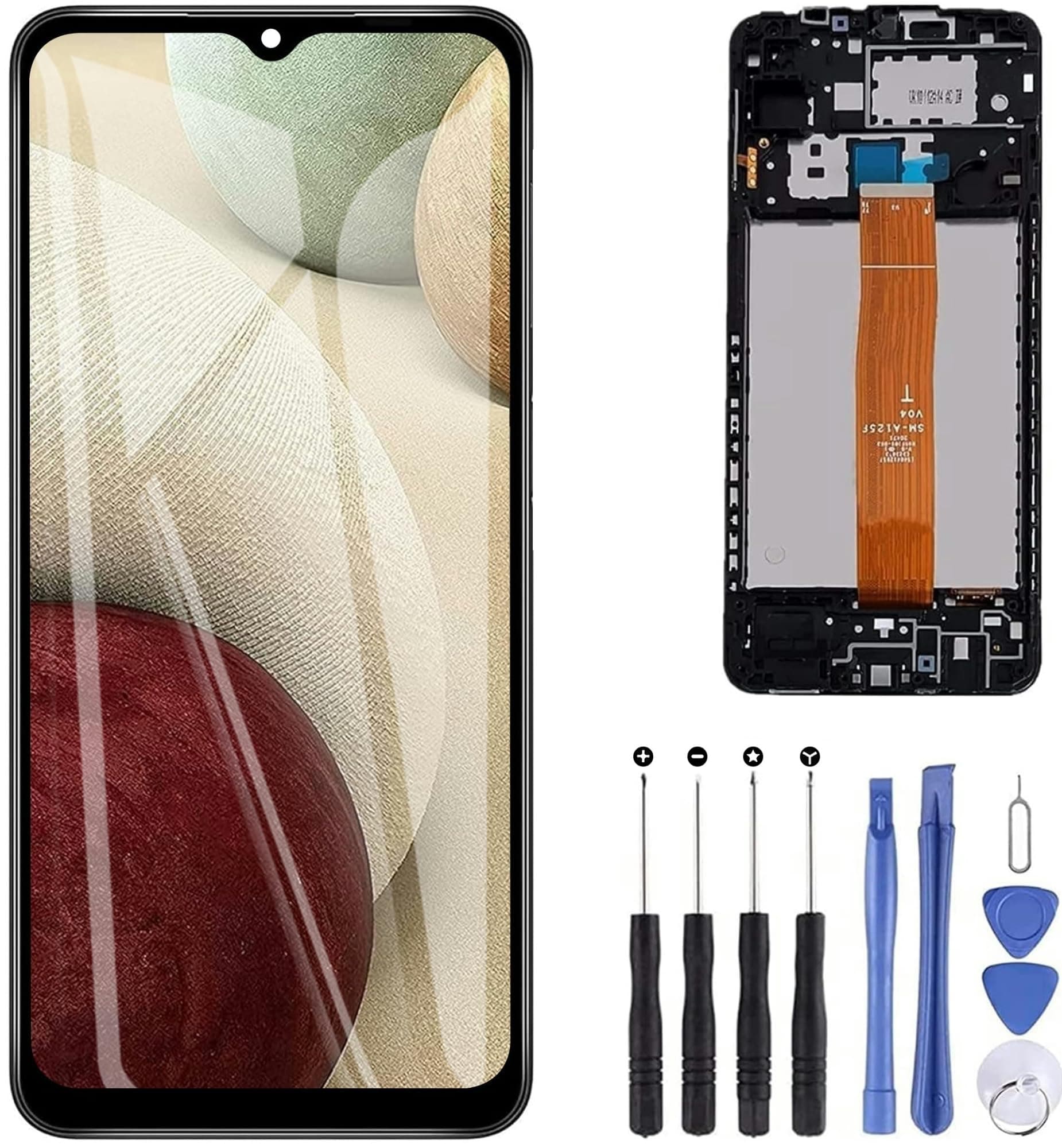 ZOETEC Screen Replacement for Samsung Galaxy A12 A125 SM-A125F A125M A125N A125F/DSN A125U 6.5'' LCD Touch Screen Digitizer Full Assembly with Frame Repair Tools (*NOT FOR SM-A127F*)