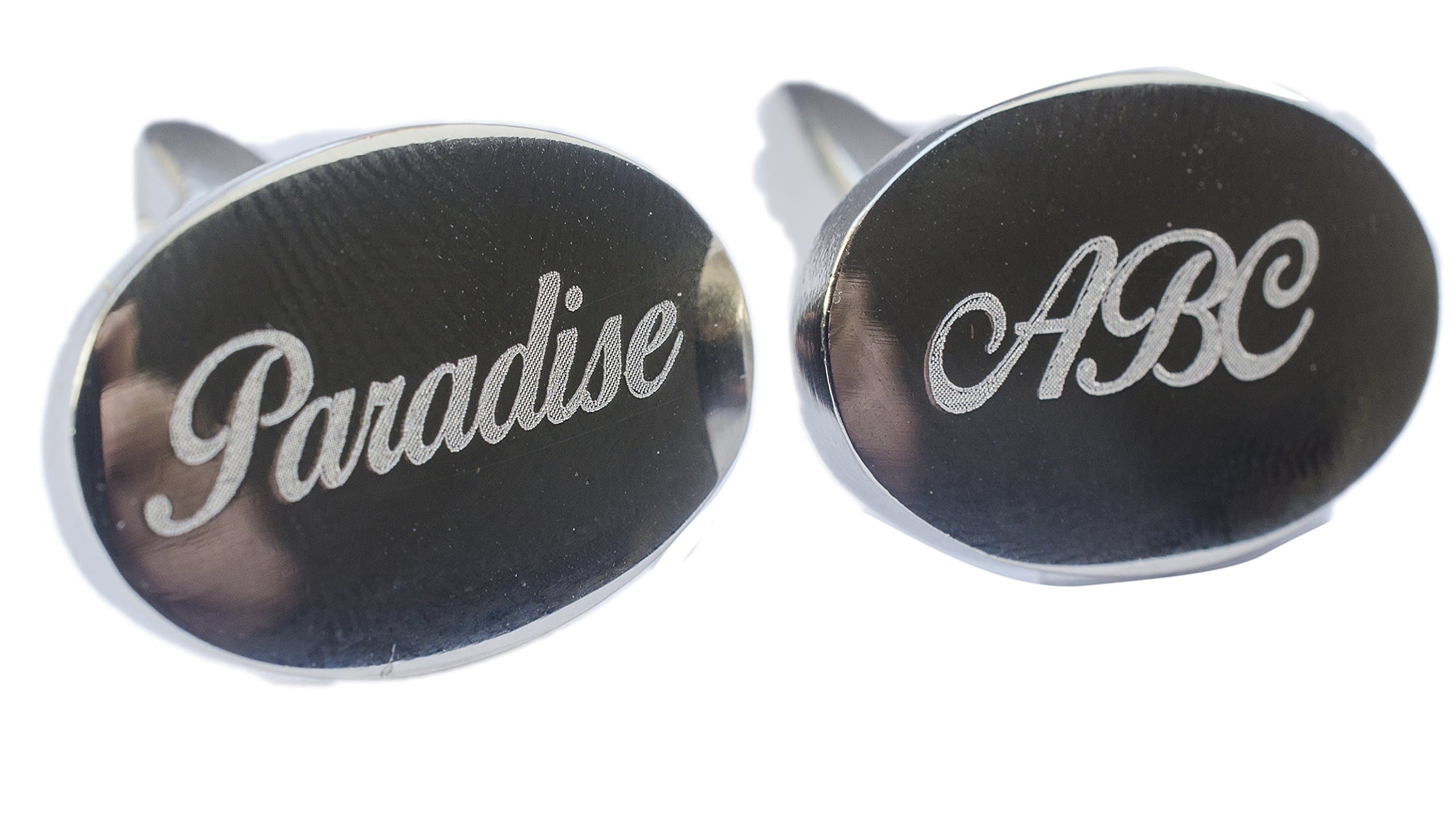 Premium Oval Cufflinks to Engrave with a Choice of Ten Classic and Novel Fonts with Gift Tin