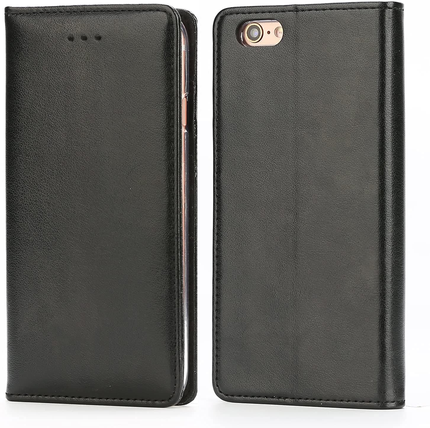 iPhone 6S Leather Case, iPhone 6 Leather Case, IPHOX Premium Folio Leather Wallet Case with [Kickstand] [Card Slots] [Magnetic Closure] Flip Notebook Cover Case for iPhone 6 / 6S，Black/E