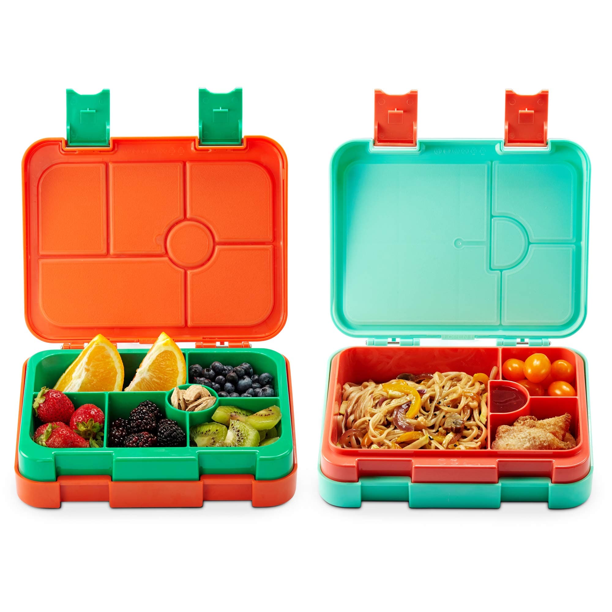 UpBento Bento Box for Kids Aged 3-8 with Funny Stickers - Set of 2 Leakproof, Versatile (4 and 6 Compartments) Bento Boxes for Kids, Bento Lunch Box for Toddlers | BPA-free Lunch Containers for Kids