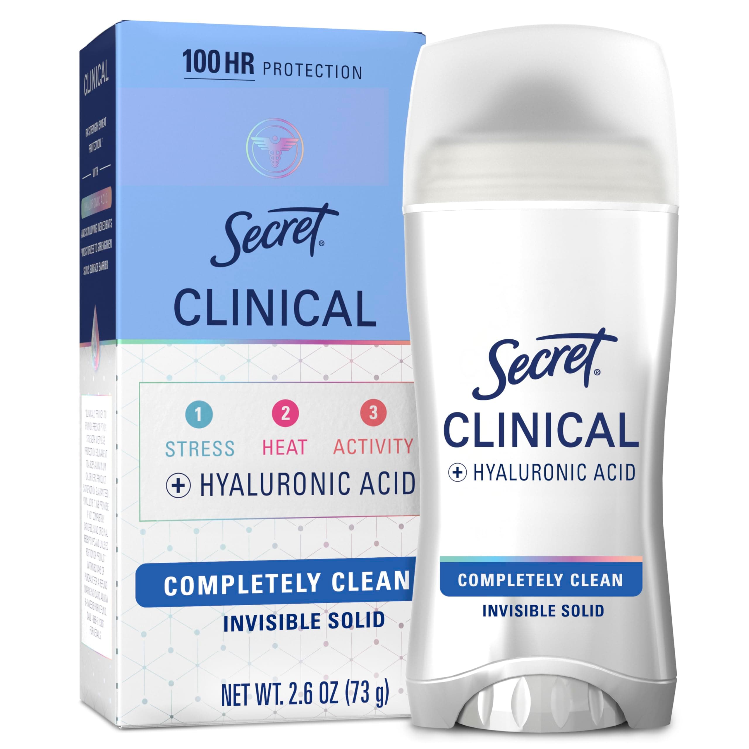 Secret Clinical Strength Invisible Solid Women's Antiperspirant & Deodorant Completely Clean Scent 2.6 Ounce