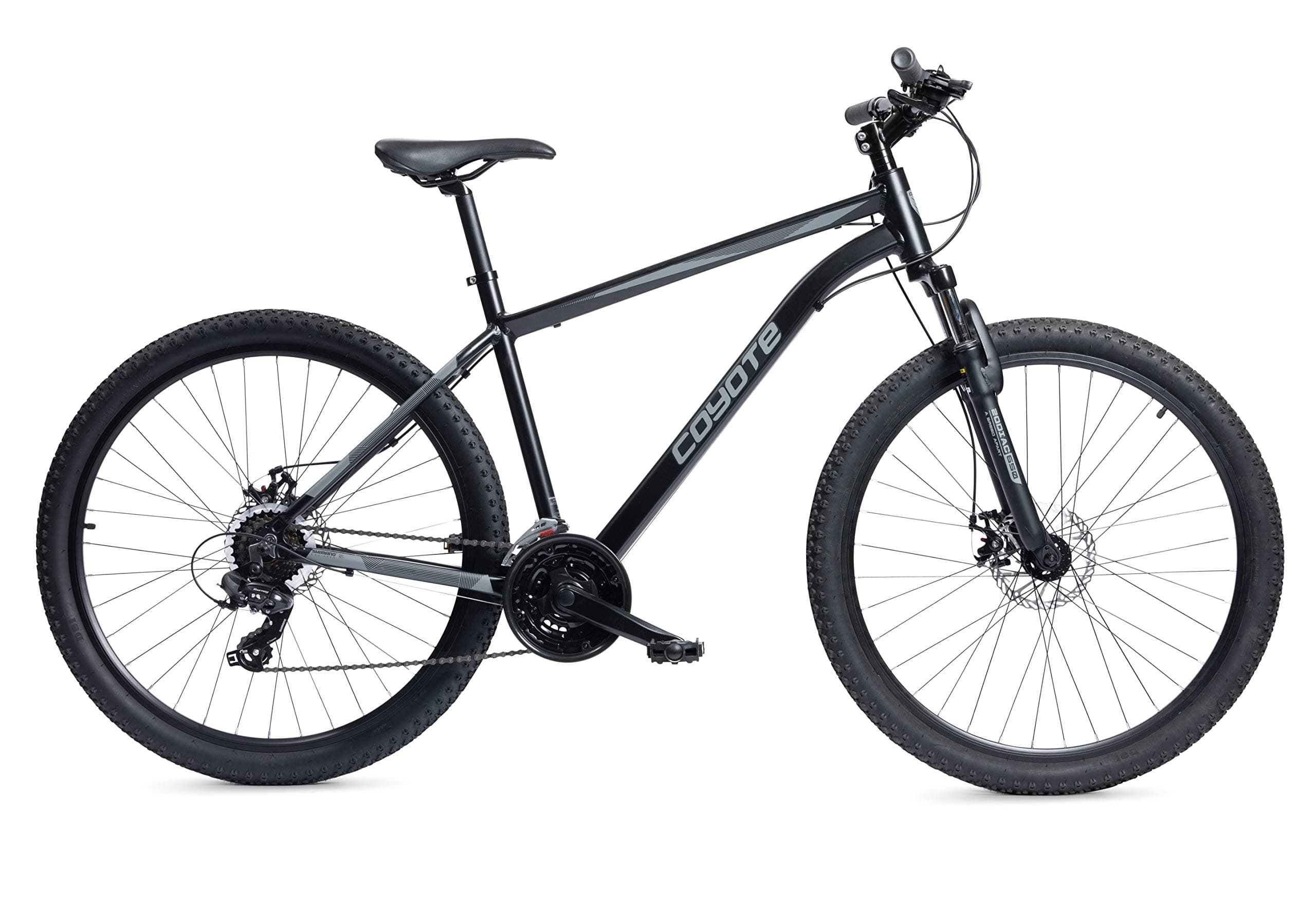 Coyote ZODIAC Gents's Front Suspension MTB Bike With 27.5-Inch Wheels 16-Inch Alloy Frame,21 speed Shimano gearing and Shimano's EZ Fire shifters, Clarks mechanical Disc brakes, Black Colour