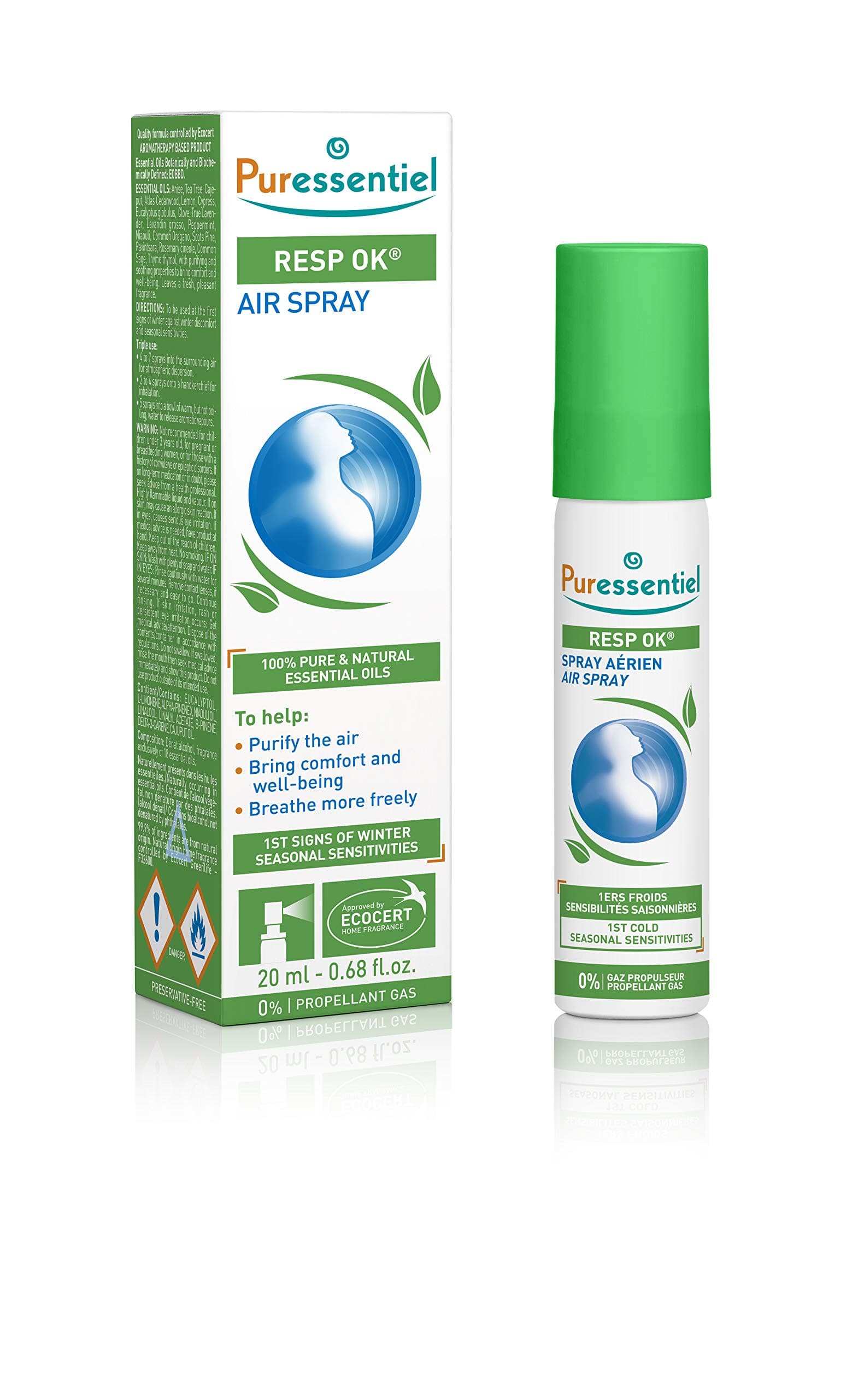 Resp OK Air Spray 20 ml – Soothe The Airways – Winter Ailments, Blocked or Runny Nose, Sneezing – Pure Natural Essential Oils – Aromatherapy aerial spray for Seasonal Sensitivities