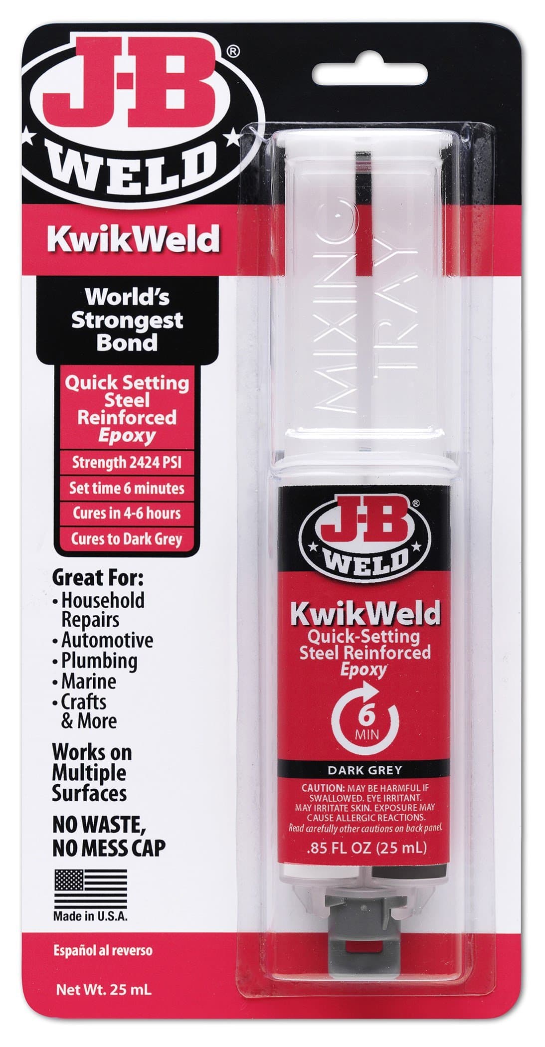 DiscountSeller JB Weld 50176 25 ML Dark Grey KwikWeld Quick Setting Epoxy