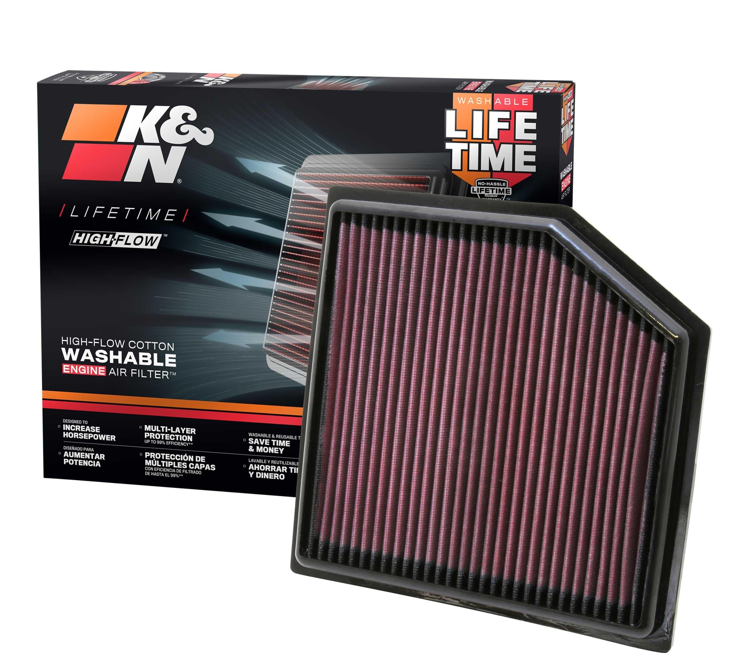 K&N High-Flow Original Lifetime Engine Air Filter: Increase Power: Premium, Washable: Compatible with 2012-2024 Lexus/Toyota: (See Product Description for Select Models) 33-2452