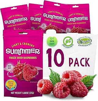 Summmer Freeze Dried Raspberries - 10 Packs - No Added Sugar Package - 8.8 Oz 100% Natural Candy, Fruit Snack for Kids & Adults