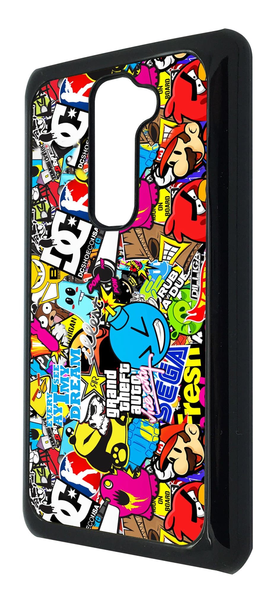 LG G2 StickerBomb Sticker Bomb Cartoon Cool Funky Designer Trend Hard Back Shell Case Cover Skin