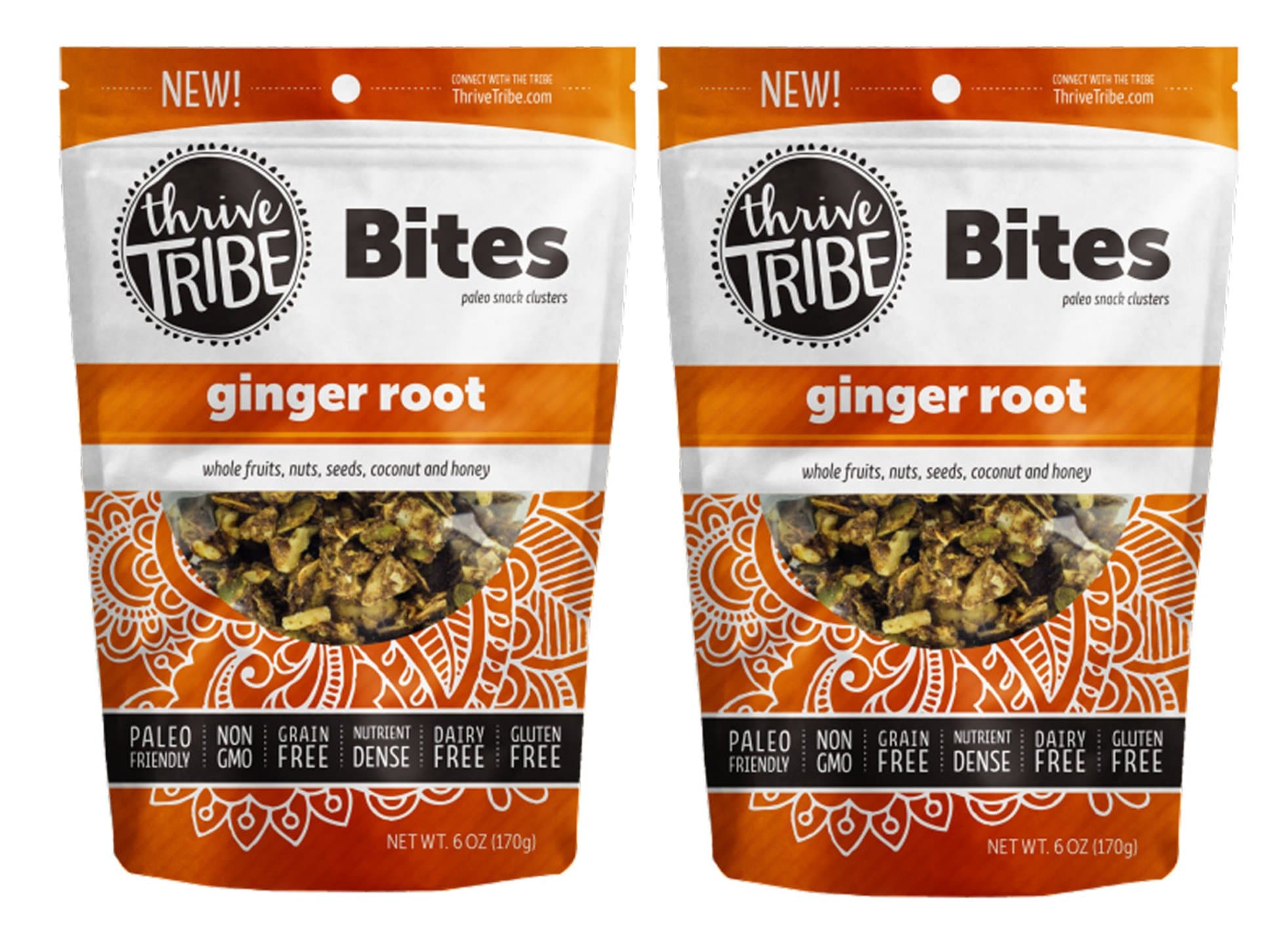 Paleo Snack Clusters, Ginger Root Bites, 6 oz each - 2 packs