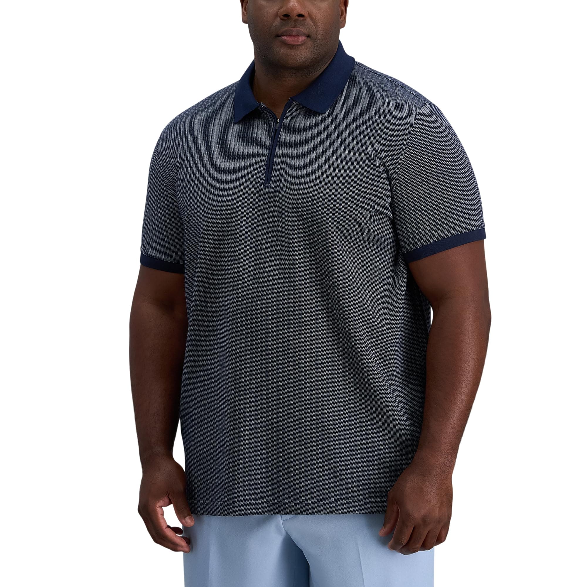 HaggarMen's Premium Comfort Quarter Zip Short Sleeve Polo Shirt