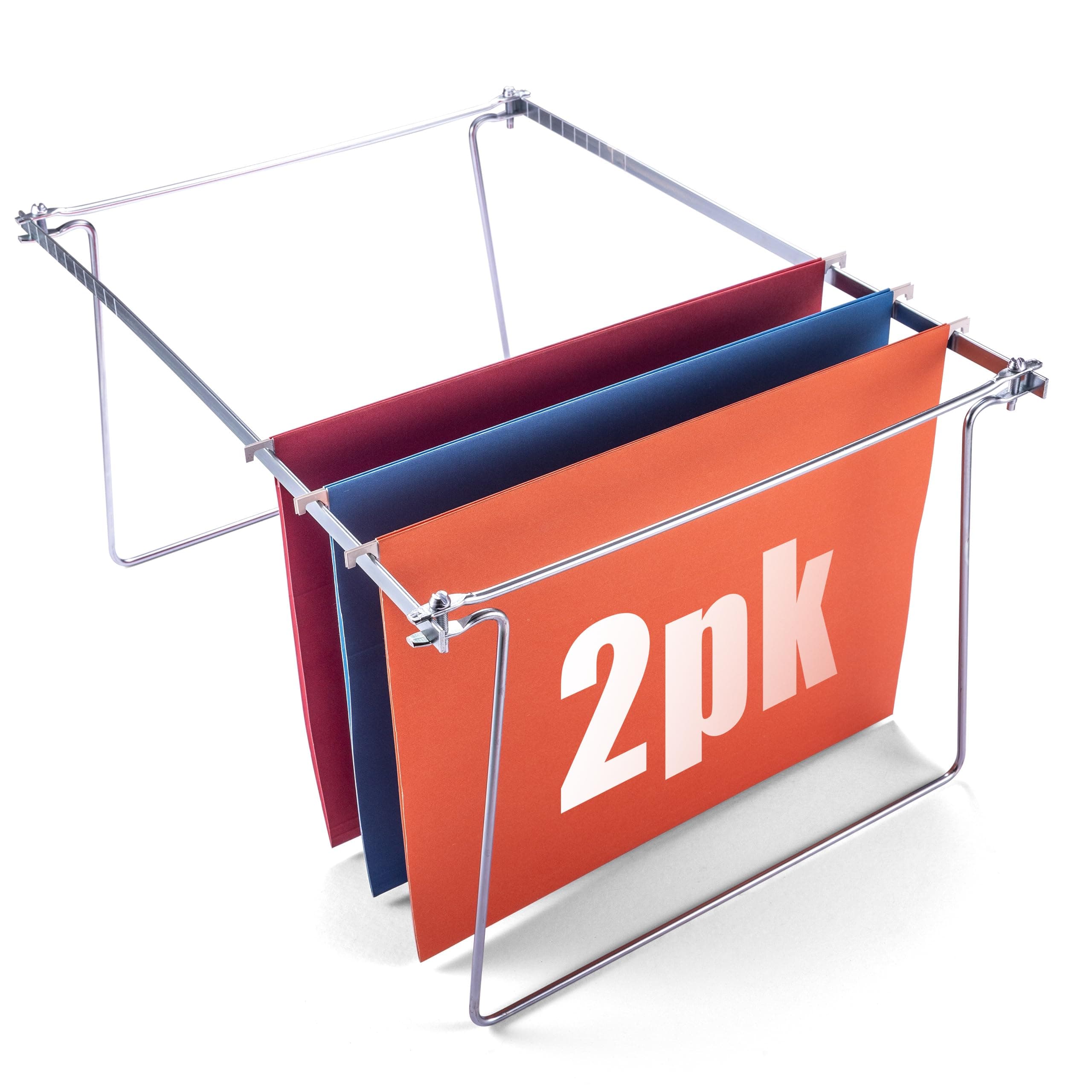 Officemate Hanging File Frame, Letter Size, Adjustable 14 to 18-Inches, 2 Count (Pack of 1), Silver