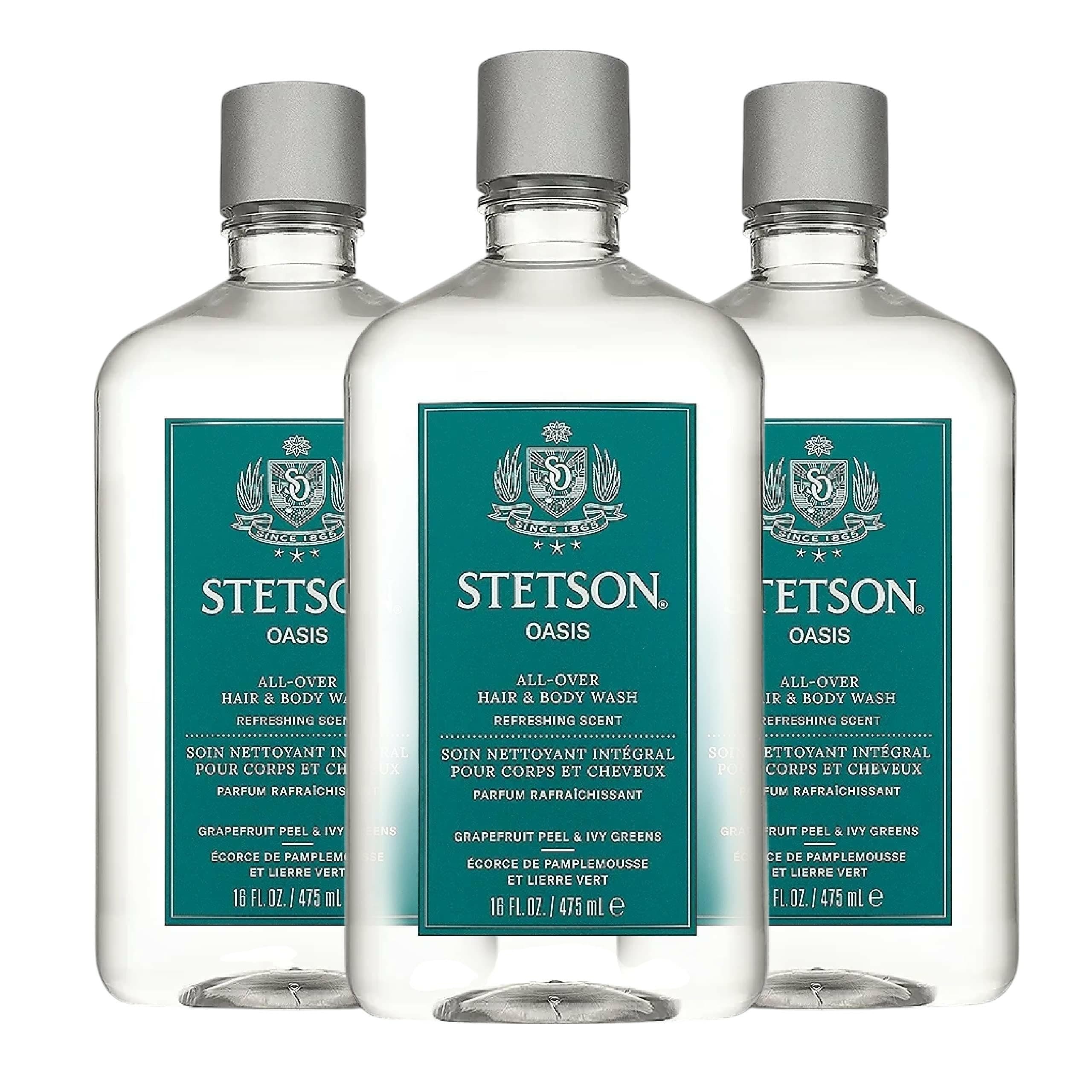 STETSON Personal Care All Over Hair & Body Wash Moisturizing Body Wash & Shampoo - 16 oz - 3 Pack - Oasis