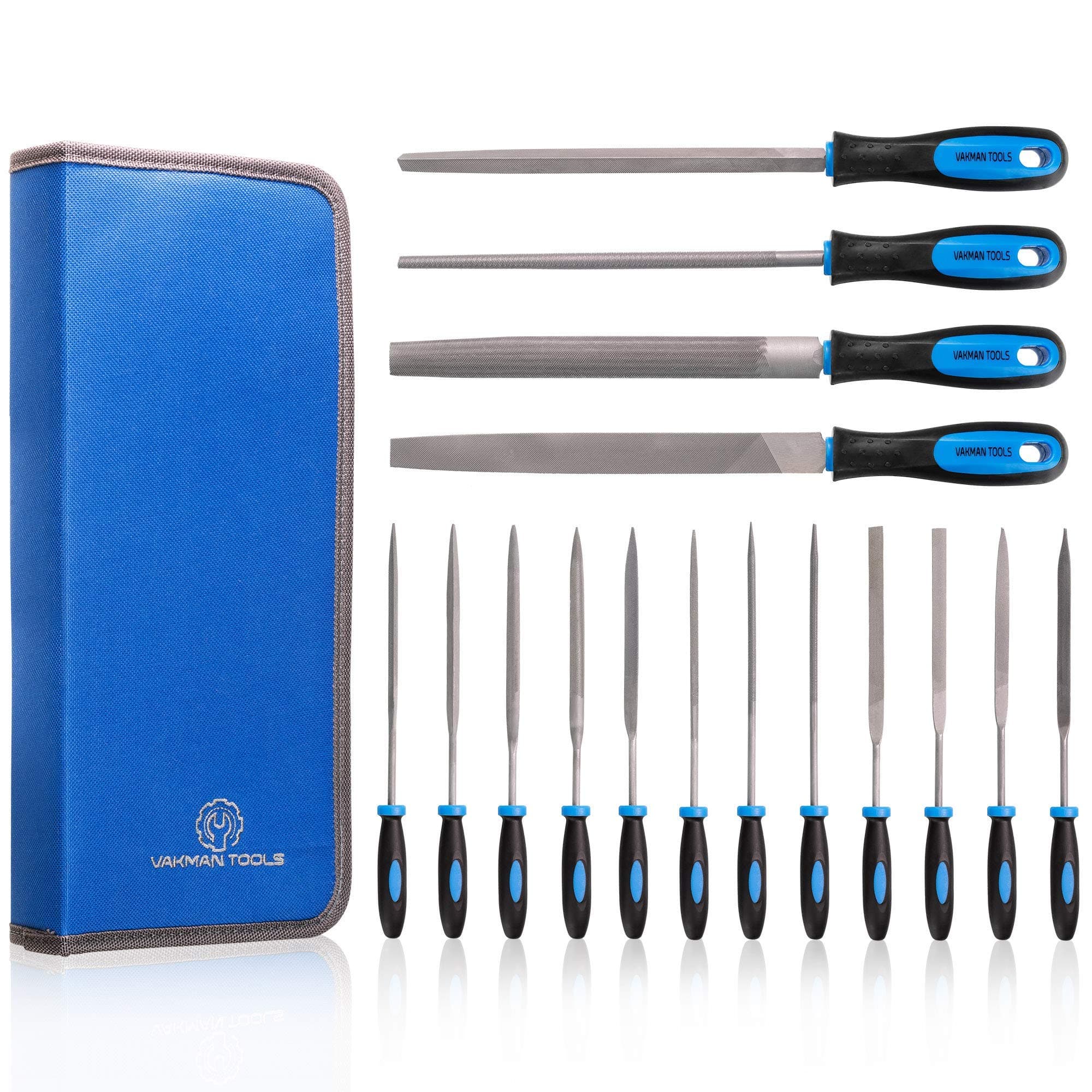 16 Piece Carbon-Steel File Set Great for Woodworking & Metalworking, Whittling Professional Hobby Project DIY Metal File Tool