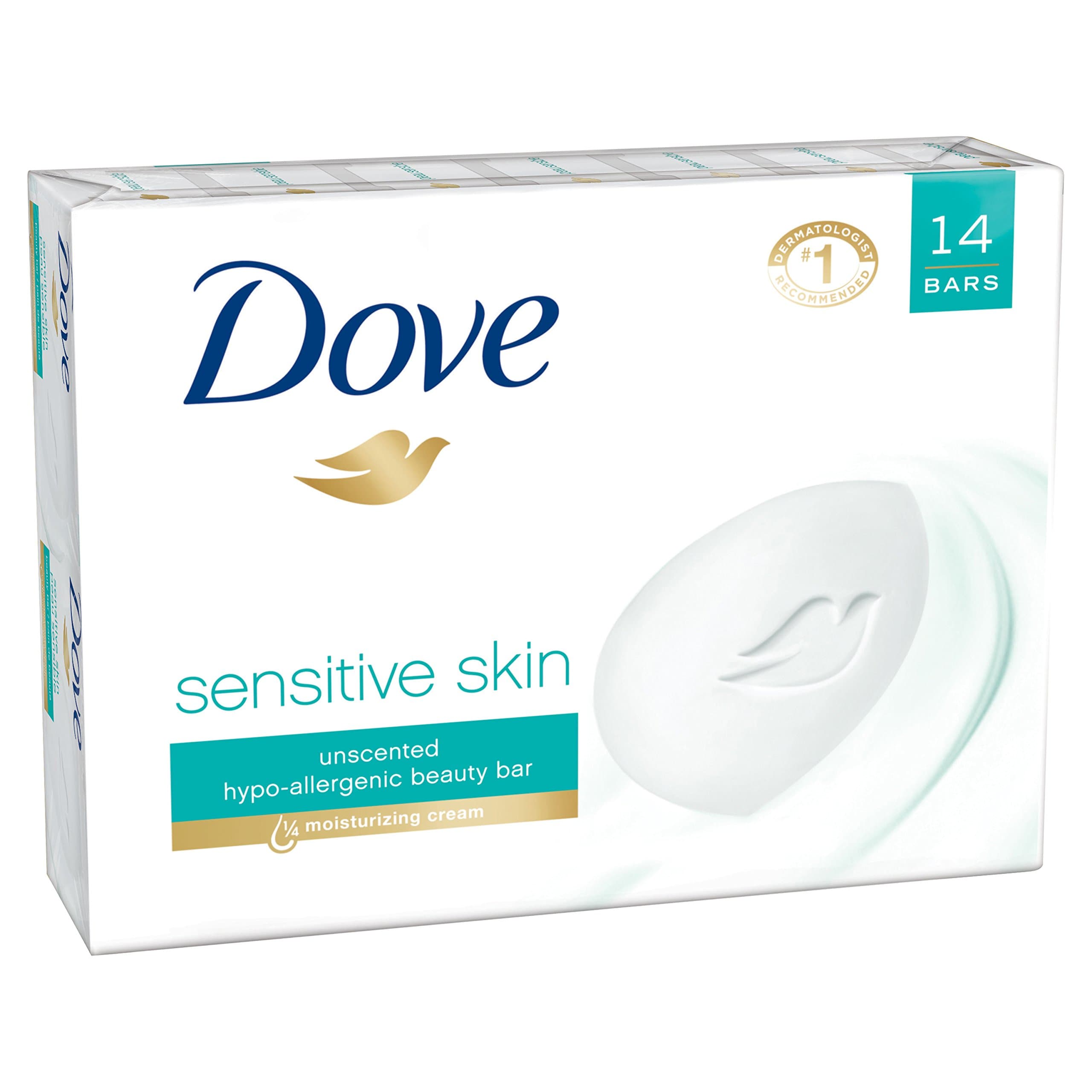 Dove Sensitive Skin Unscented Beauty Bar, 14 Count by Dove