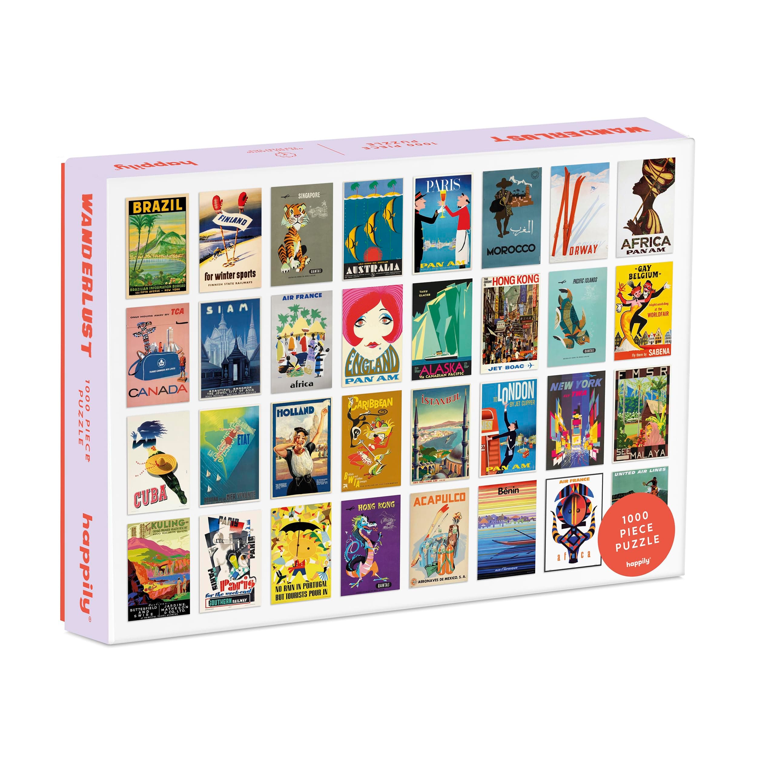 Wanderlust 1000 Piece Jigsaw Puzzle for Adults | Premium 100% Recycled Board | 1000 Piece Travel Jigsaw Puzzle | Gifts for Travellers | Happily Jigsaw Puzzles