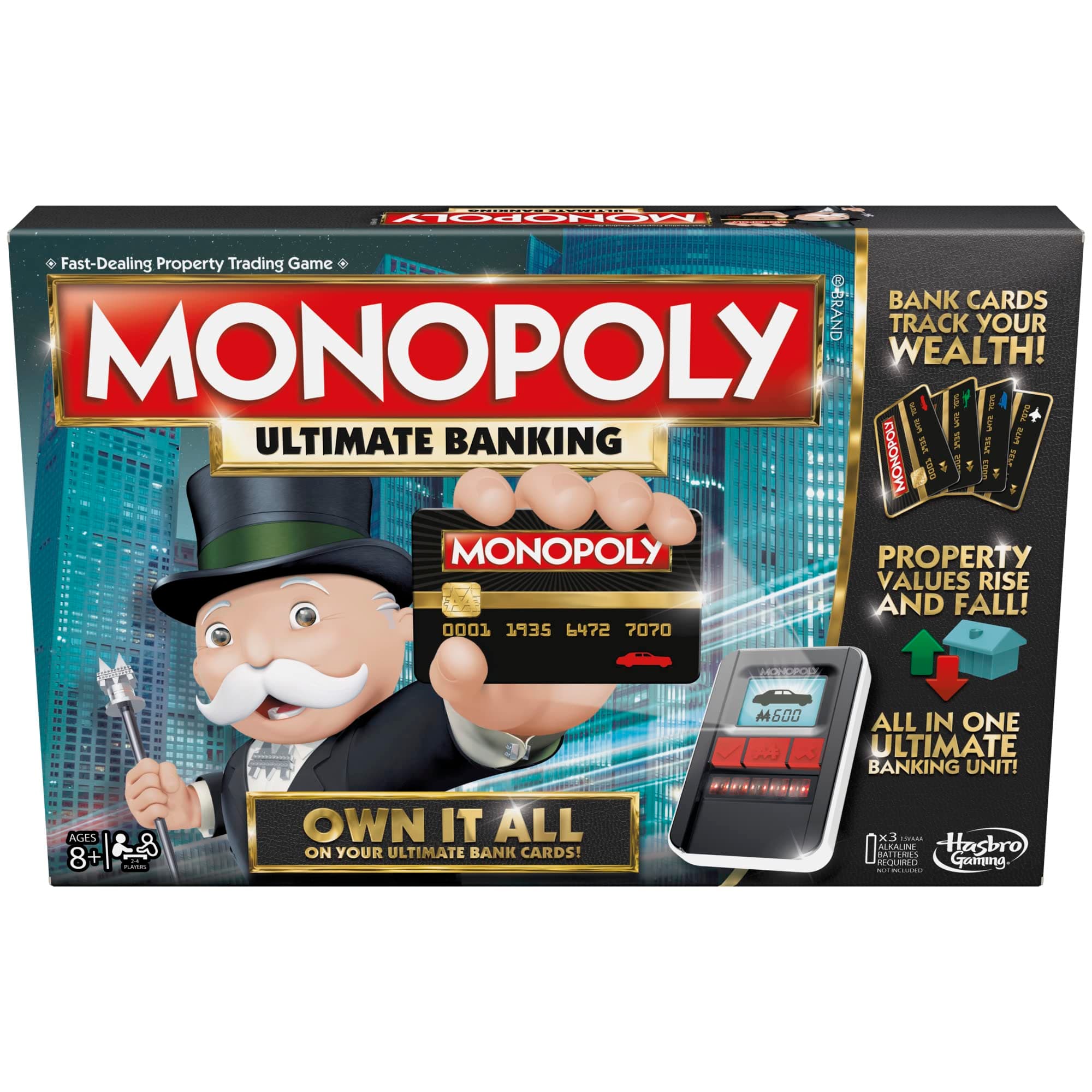Monopoly Ultimate Banking Edition Board Game for Families and Kids Ages 8 and Up, Electronic Banking Unit (Amazon Exclusive)