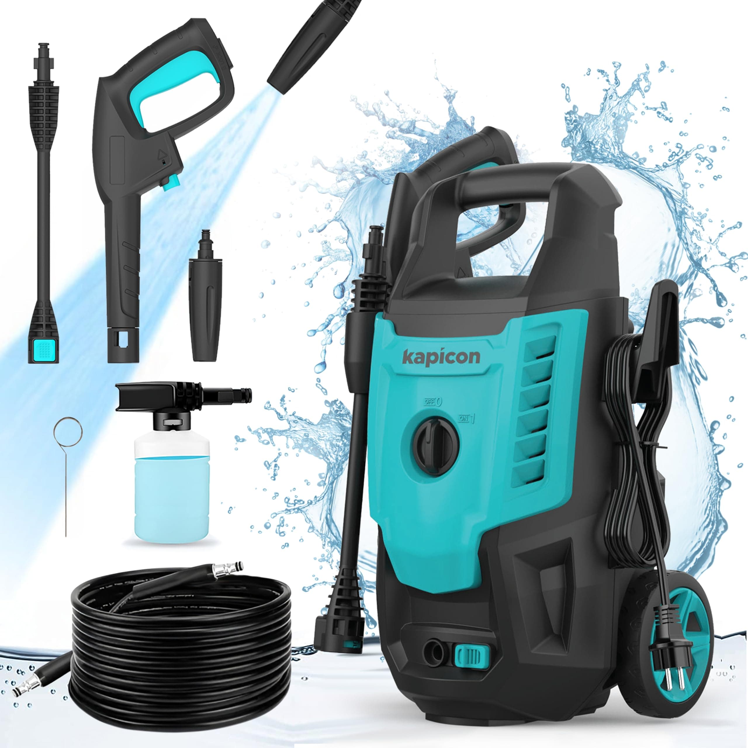 Kapicon KP-30 Portable High Pressure Car Washer Machine, Motive Power 1800 Watts with max Pressure 135-160 Bars, 5.5 L/Min Flow Rate, Portable for Car, Bike and Home Cleaning Purpose. (Updated Model)