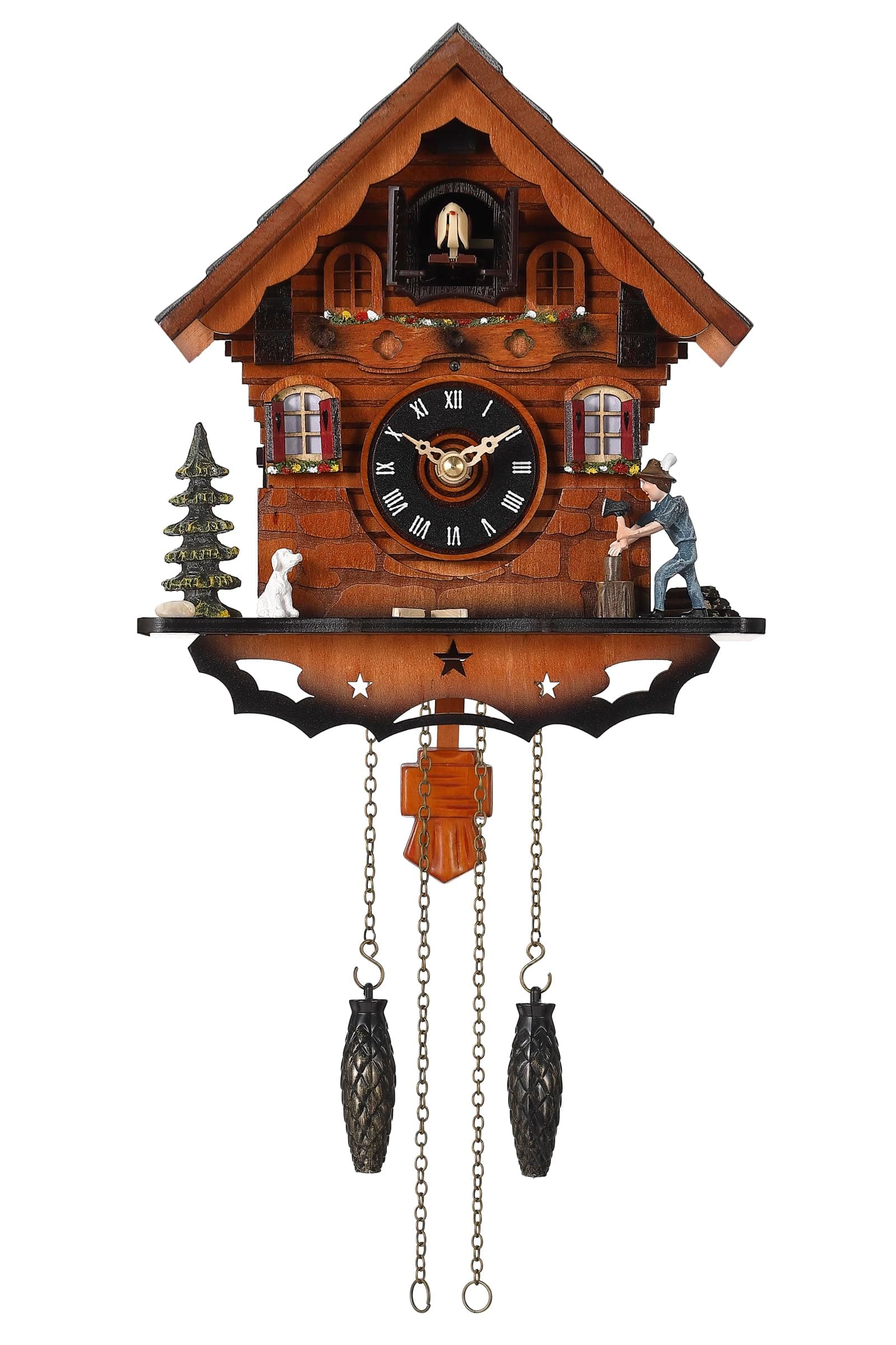 Cuckoo Clock Traditional Black Forest Clock Antique Wooden Pendulum Quartz Wall Clock