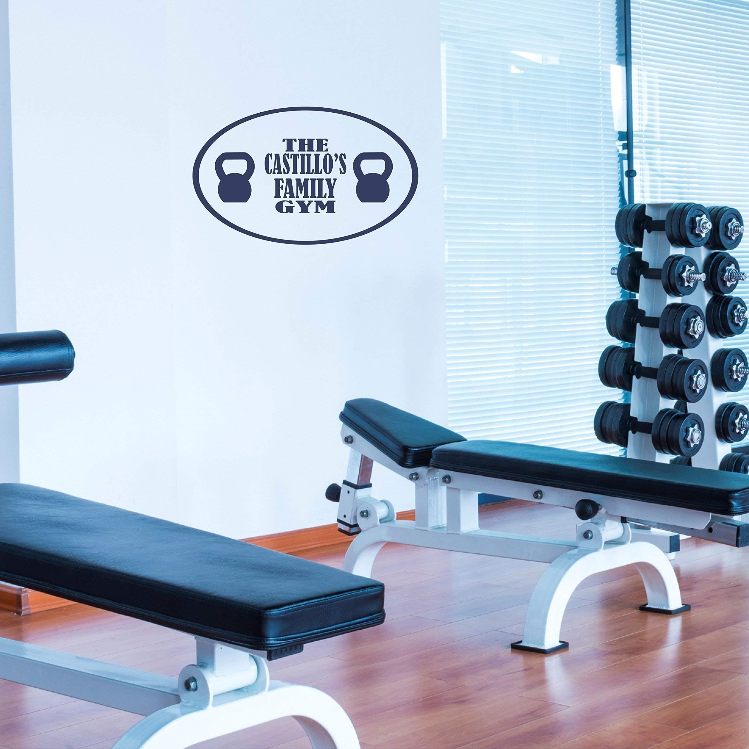Custom Name Gym Wall Decal - Personalized Name Gym Wall Vinyl Decal Sticker - Fitness Workout Gym Wall Decal Stickers - Personal Training Decal - Kettlebell Decal