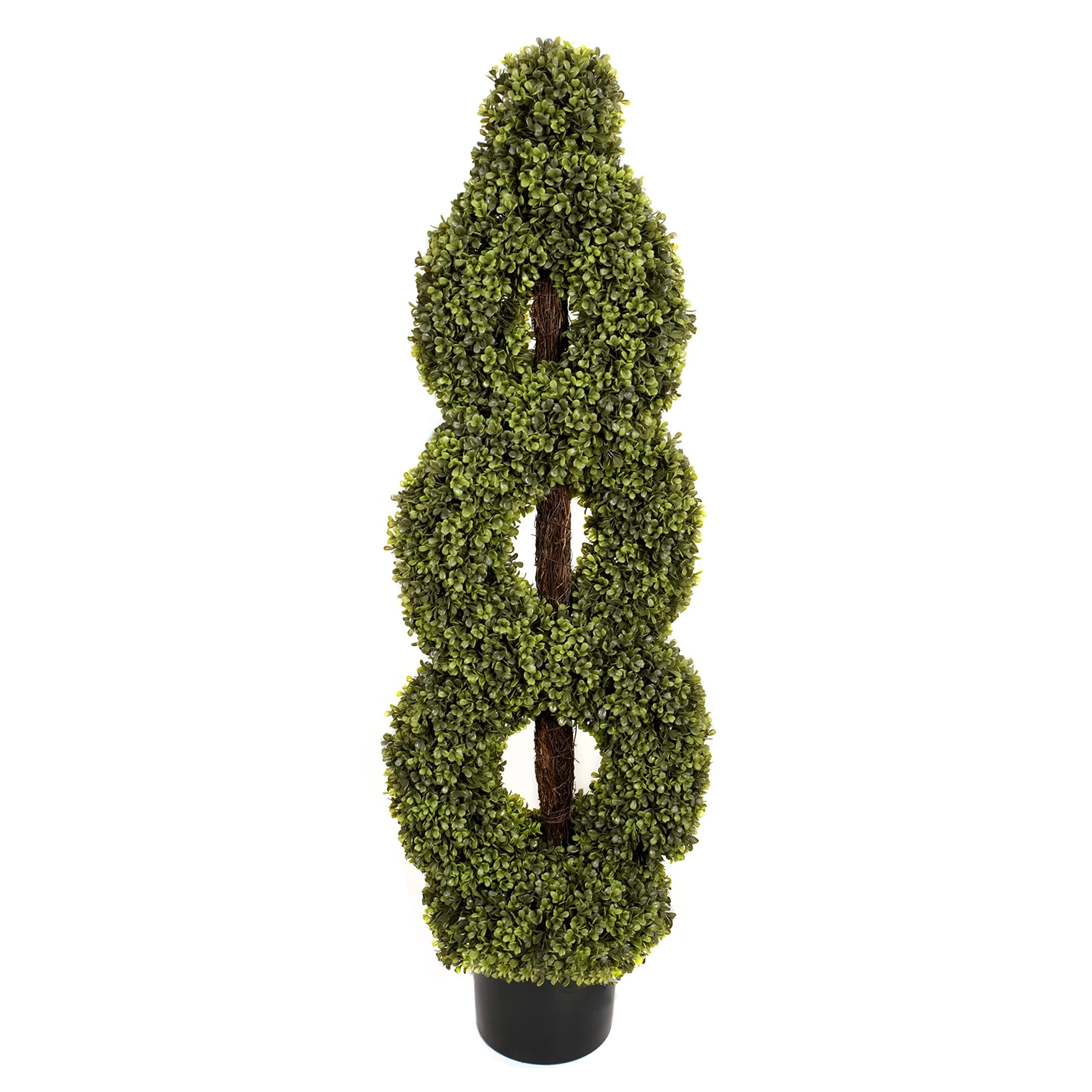 Artificial Double Twist Spiral Boxwood Topiary Tree Ideal for Home, Office Outdoor Living 4ft/120cm