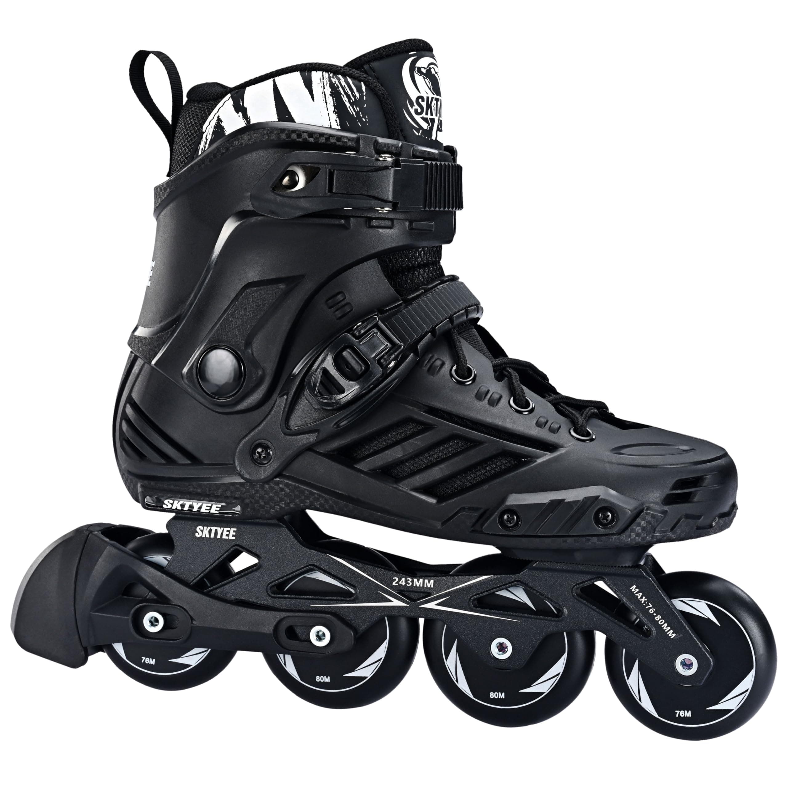 Inline Skates for Women and Men, Fitness Inline Speed Racing Skates Adult, Comfortable and Breathable Roller Skates with Washable Lining, Black (Size : Men 5.5/Women 6)